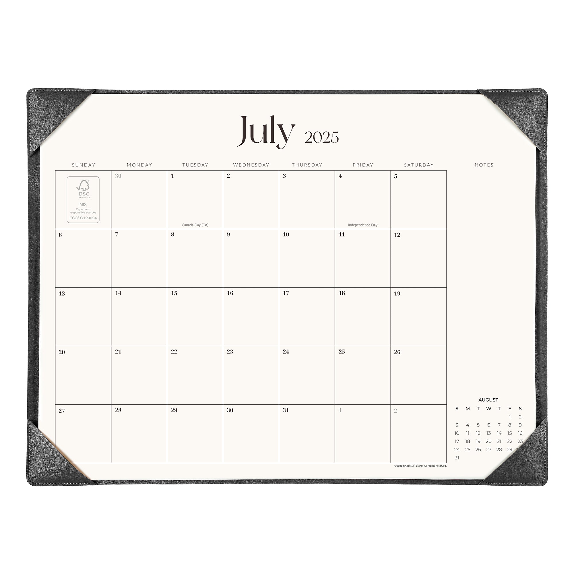 Calendar for July 2023 with a black border on a white background