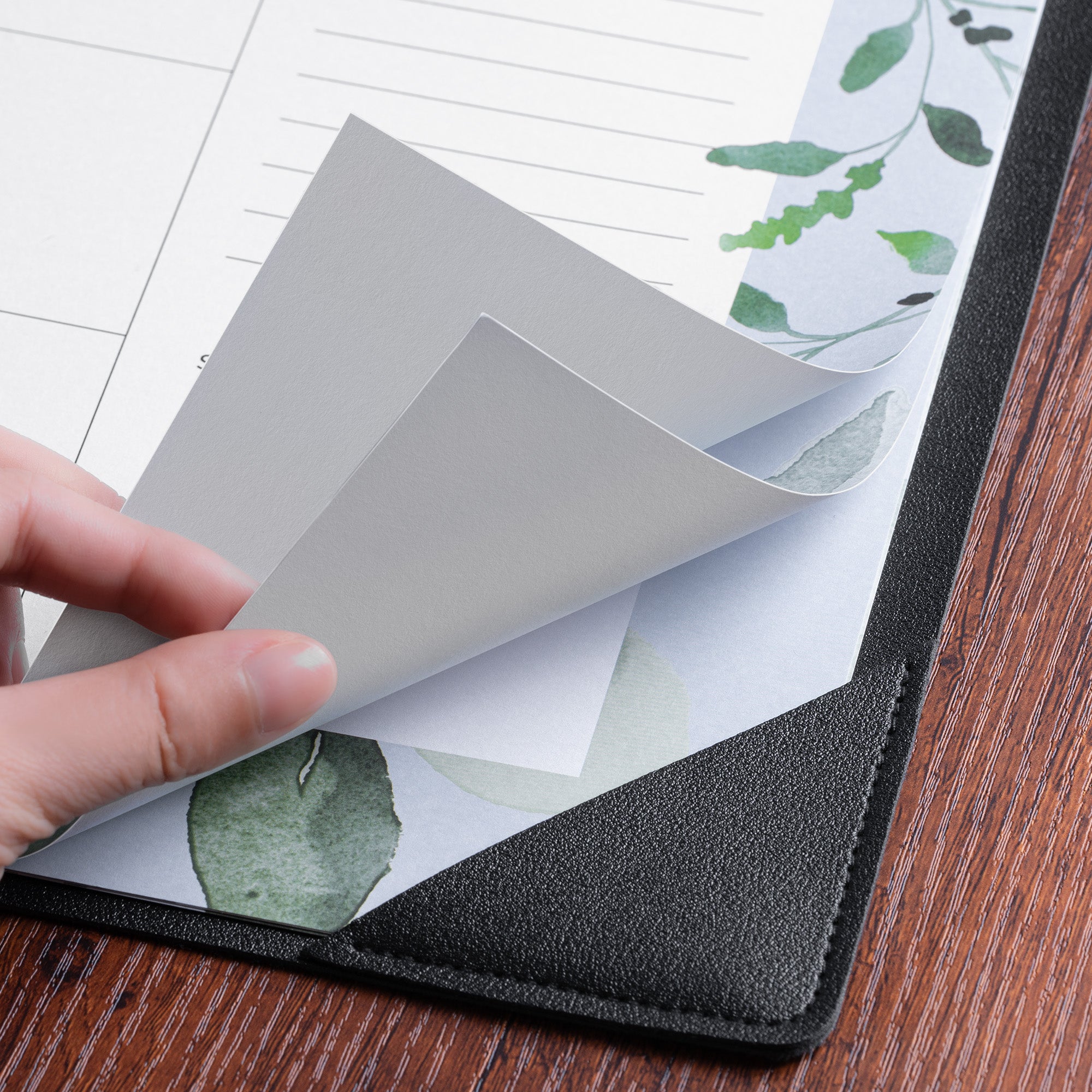 Cabbrix 2025-2026 Desk Calendar, Watercolor Leaves, Apricot