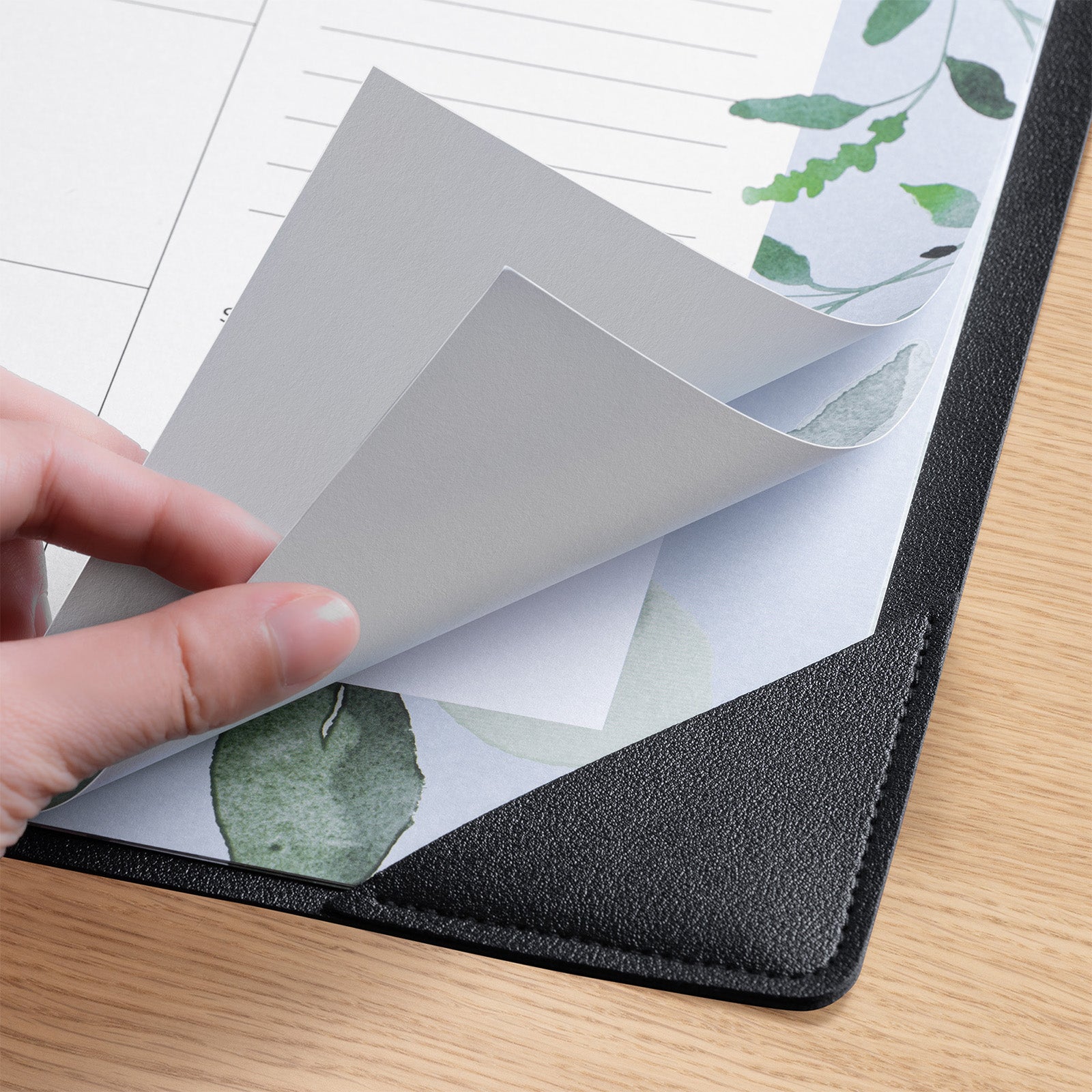 Cabbrix 2025-2026 Desk Calendar, Watercolor Leaves, Black