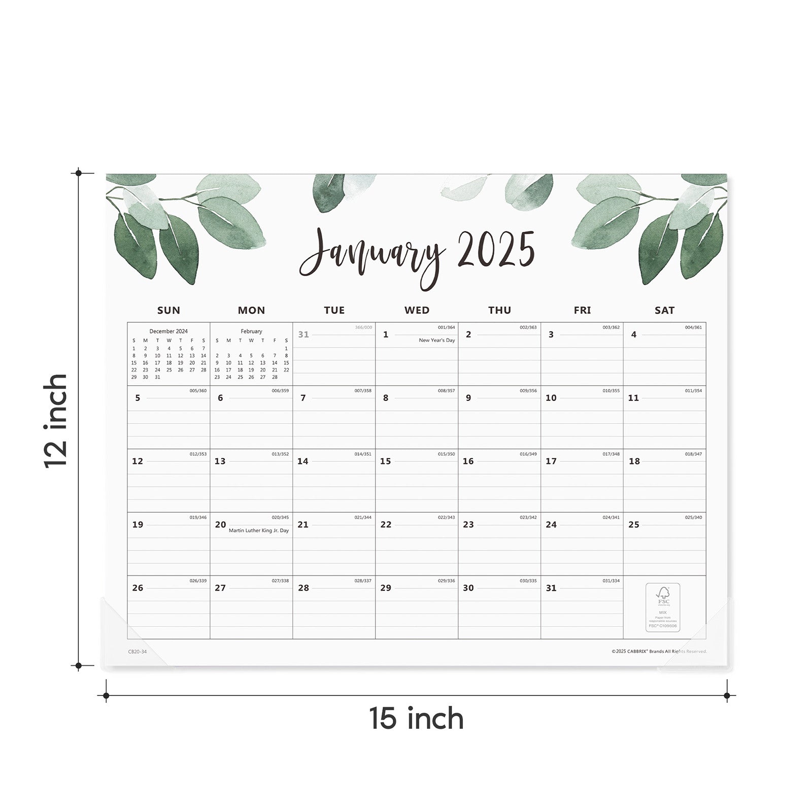 Cabbrix 2025-2026 Magnetic Calendar for Fridge, Botanical Elements