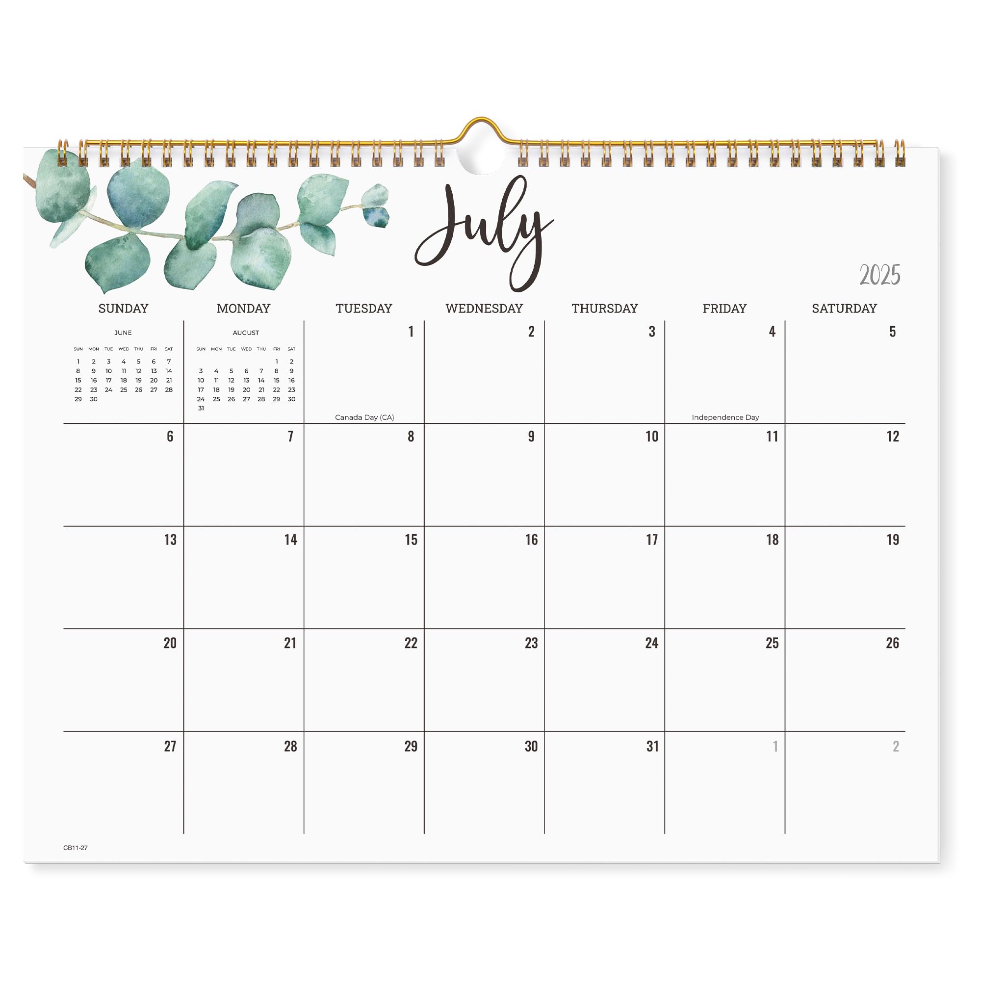 Cabbrix 2025-2026 Wall Calendar, Spiral Binding, Botanical Elements