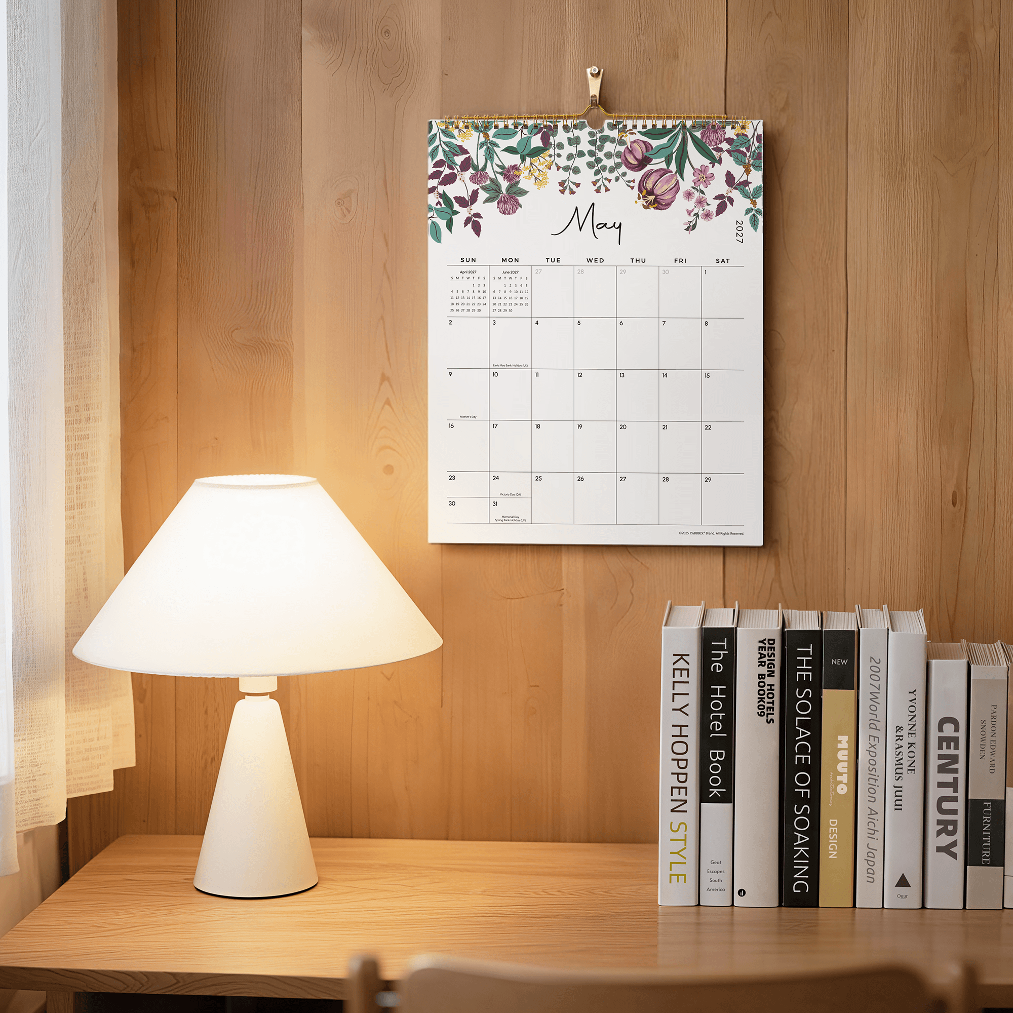 Cabbrix 2026-2027 Wall Calendar, Twin-Wire Binding, 12"L×15"W, Vine Poem