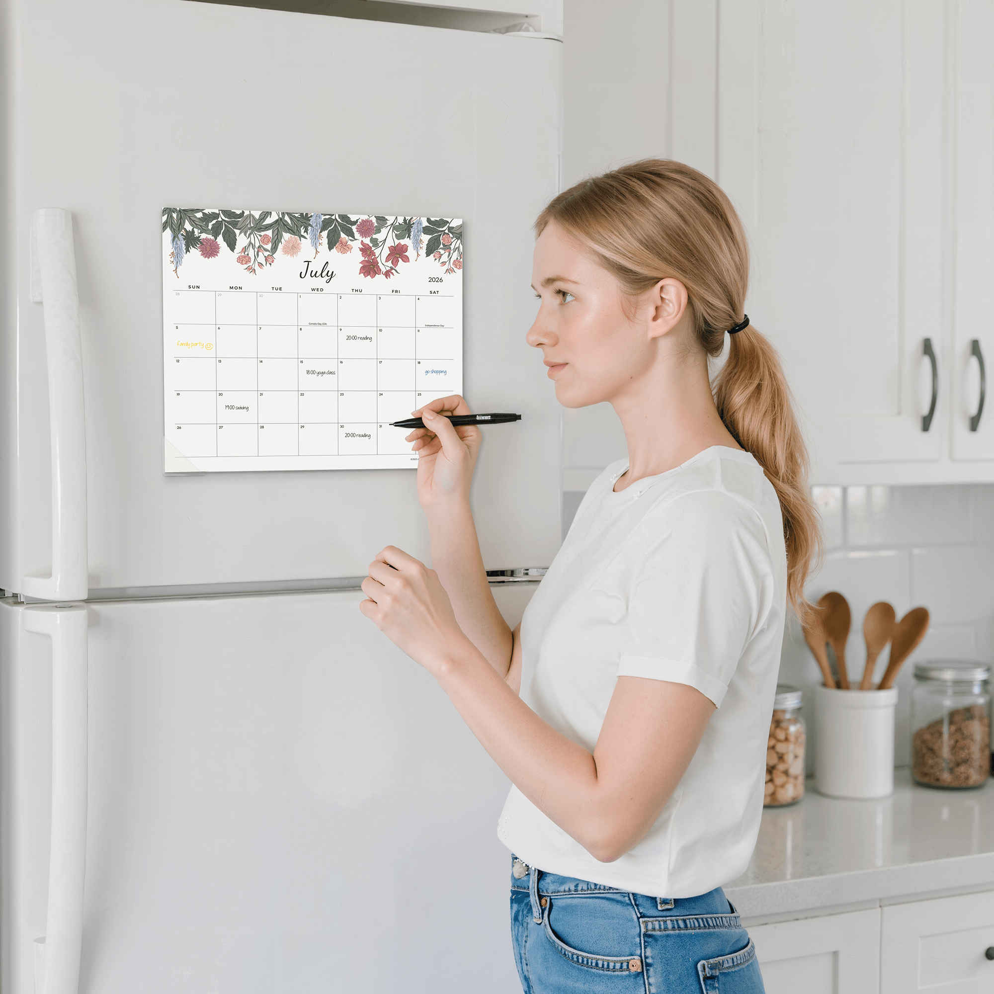 Cabbrix 2026-2027 Magnetic Calendar for Fridge, Vine Poem