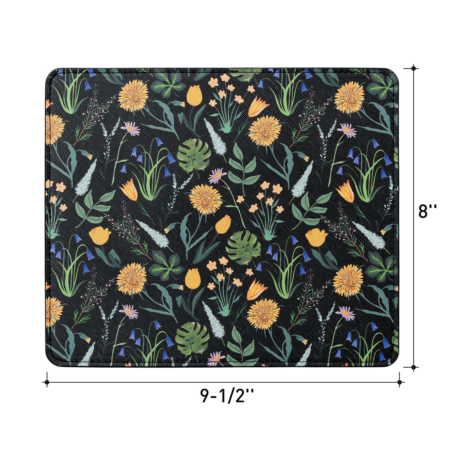 Floral patterned product with dimensions on a white background