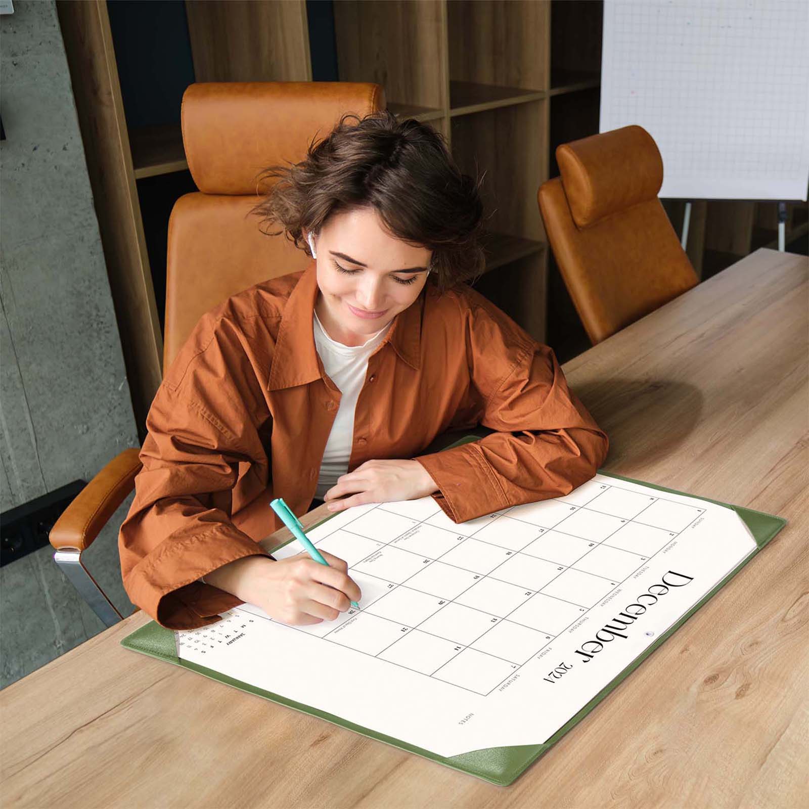 Cabbrix_Jul_2024-Dec_2025_Desk_Calendar_Large_21_Lx16.5_W_Simplicity_Style_Green