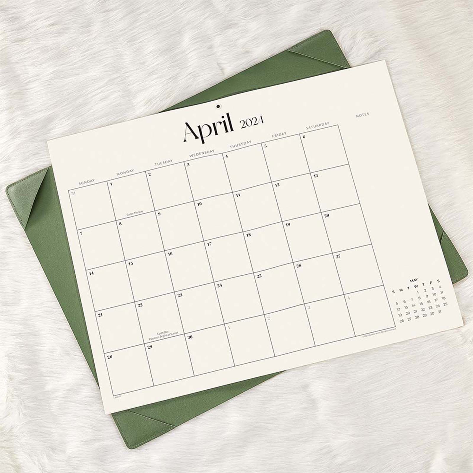 Cabbrix_Jul_2024-Dec_2025_Desk_Calendar_Large_21_Lx16.5_W_Simplicity_Style_Green