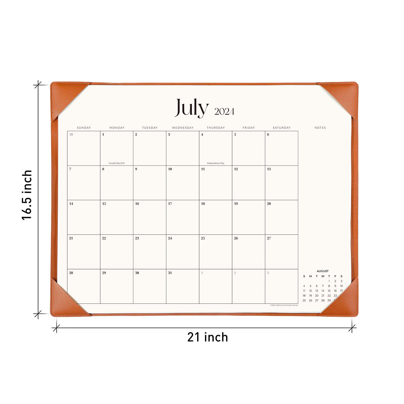 Cabbrix_Jul_2024-Dec_2025_Desk_Calendar_Large_21_Lx16.5_W_Simplicity_Style_Orange