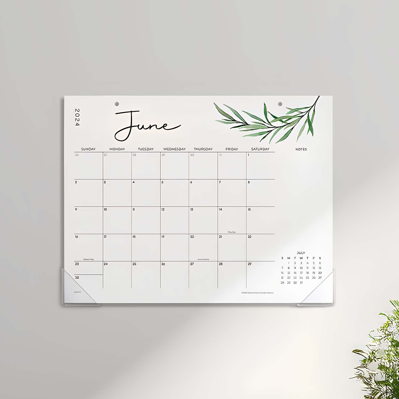 Cabbrix 2024-2025 Desk Calendar, 15"L×12"W, Botanical Elements