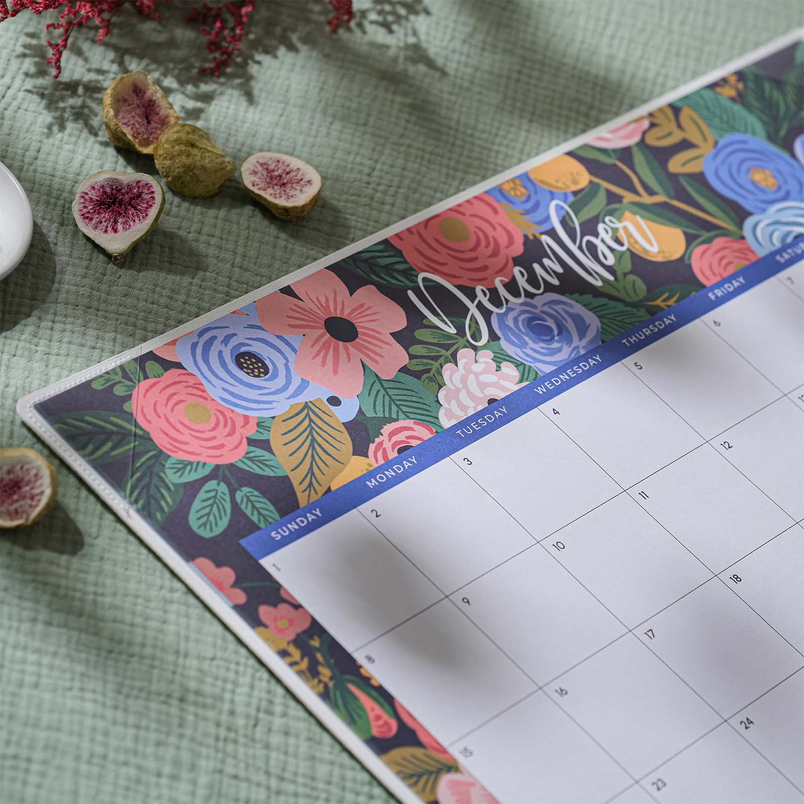 Cabbrix 2024-2025 Desk Calendar, Colorful Flowers, Clear