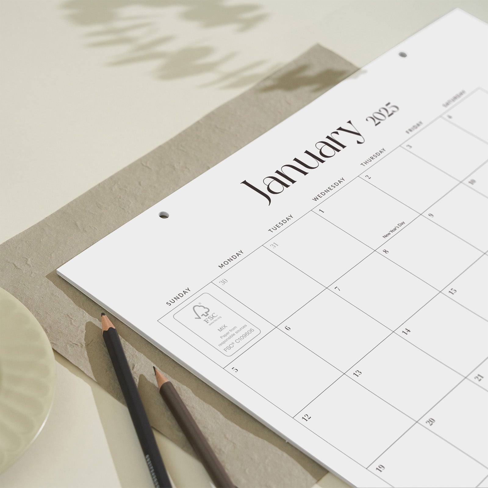 Cabbrix 2025-2026 Desk Calendar, 15"L×12"W, Minimalist Style