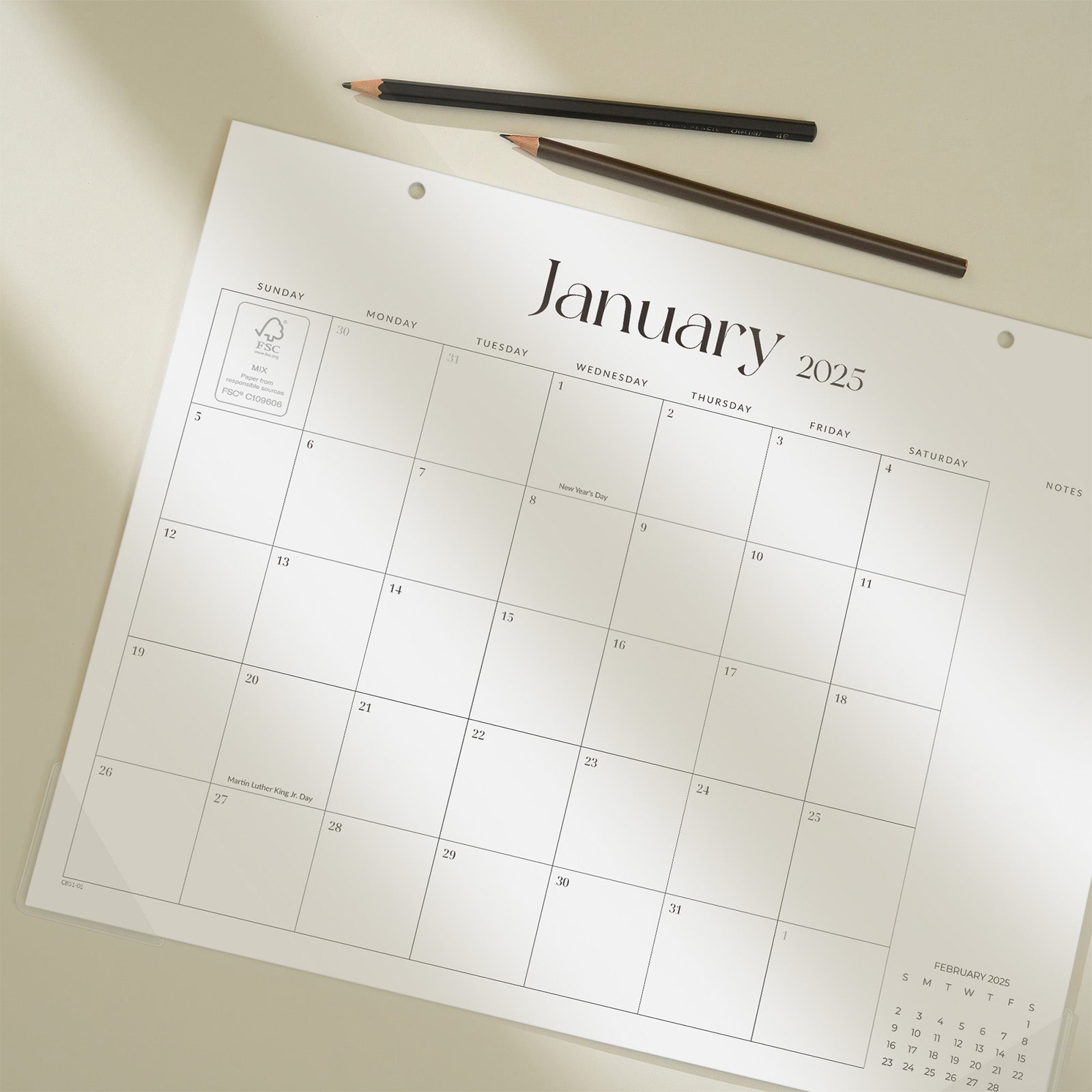 Cabbrix 2025-2026 Desk Calendar, 15"L×12"W, Minimalist Style