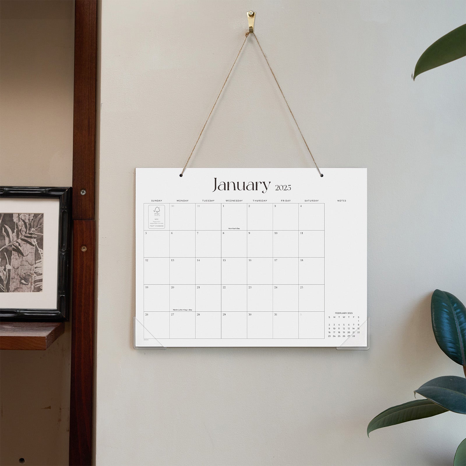 Cabbrix 2025-2026 Desk Calendar, 15"L×12"W, Minimalist Style