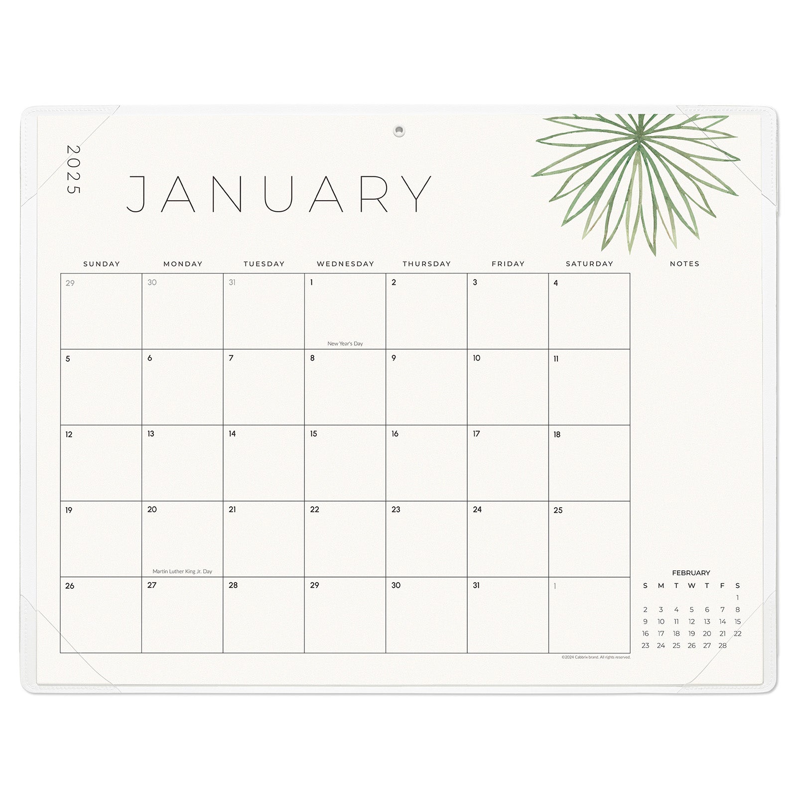 Cabbrix 2025-2026 Desk Calendar, Botanical Elements, Beige