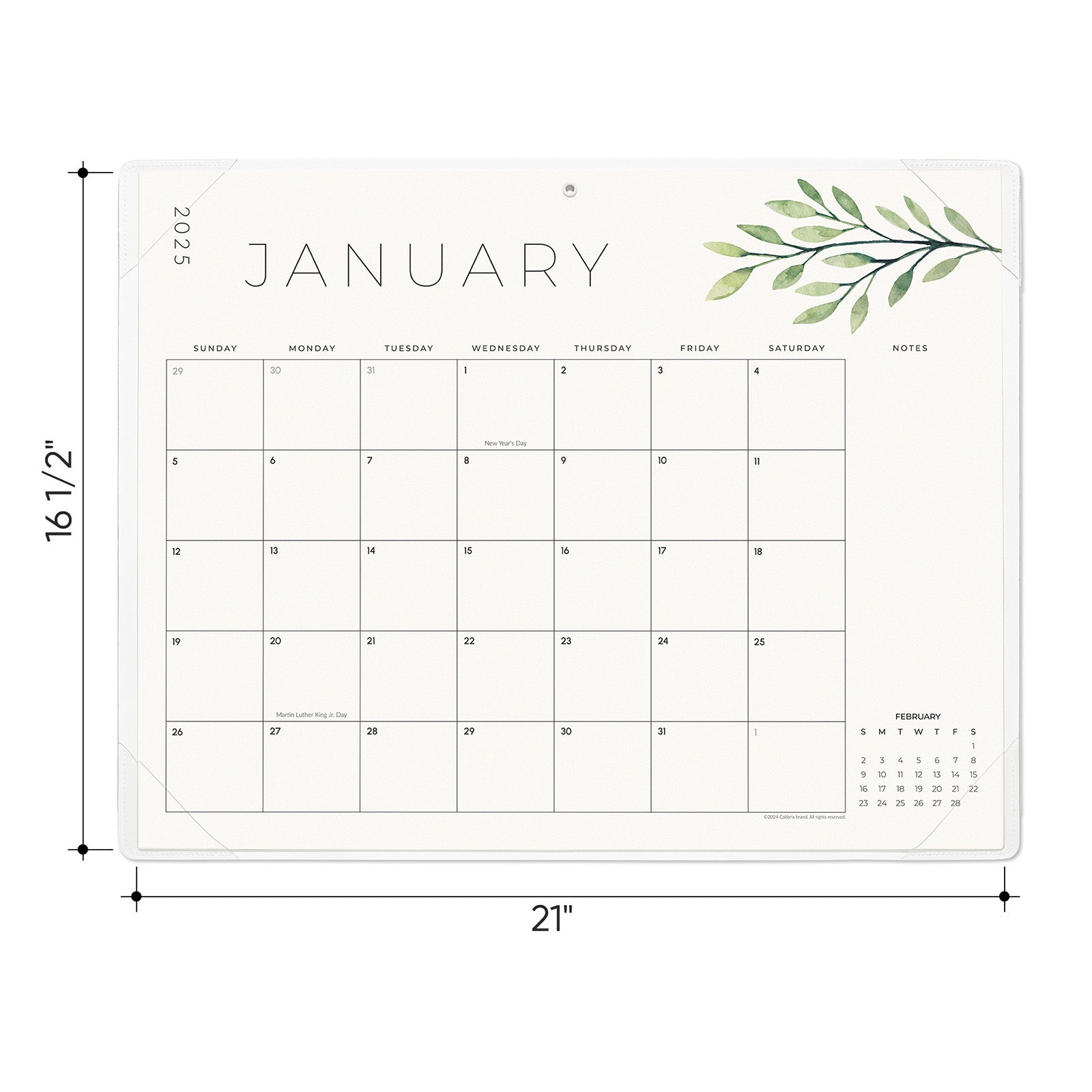 Cabbrix 2025-2026 Desk Calendar, Botanical Elements, Beige