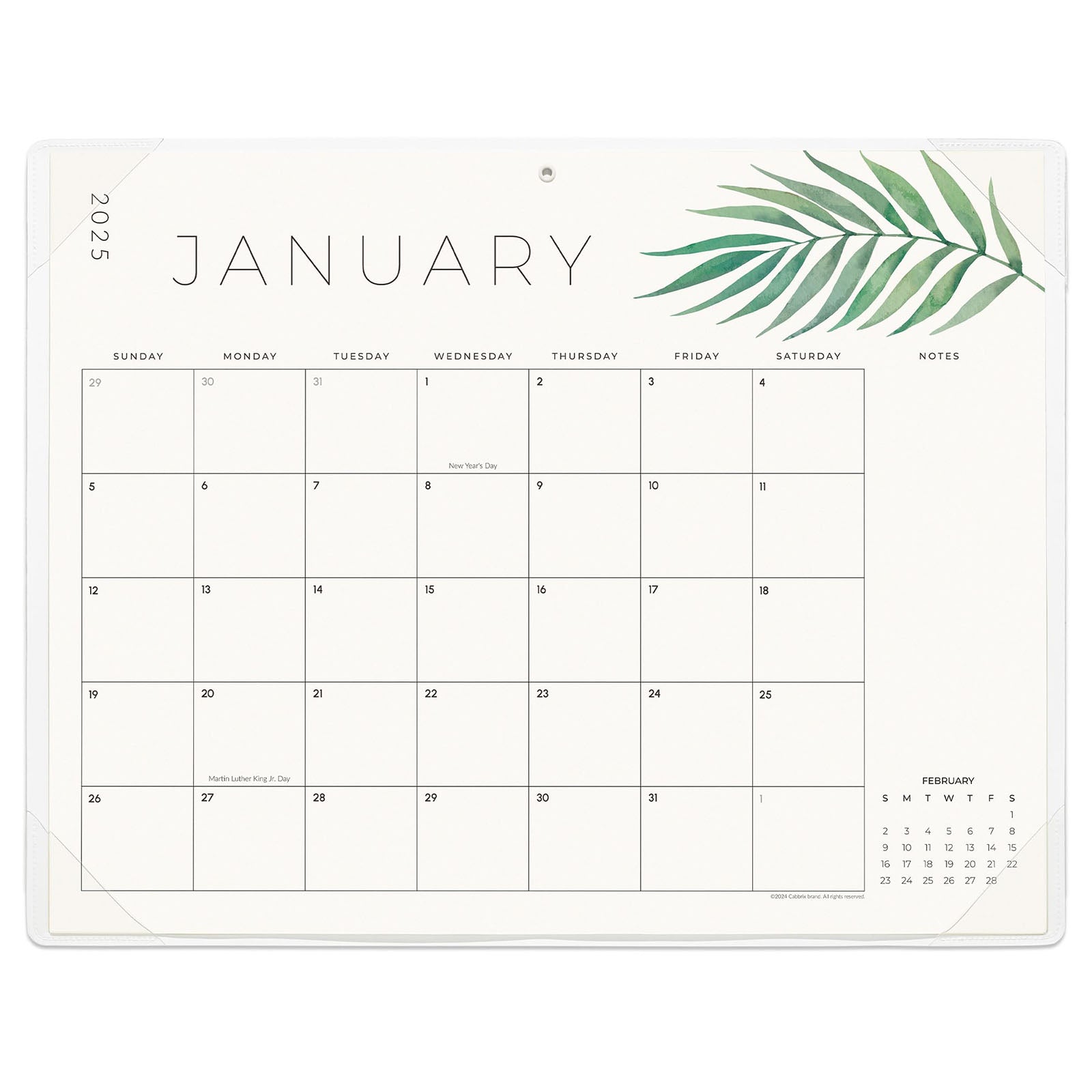 Cabbrix 2025-2026 Desk Calendar, Botanical Elements, Clear