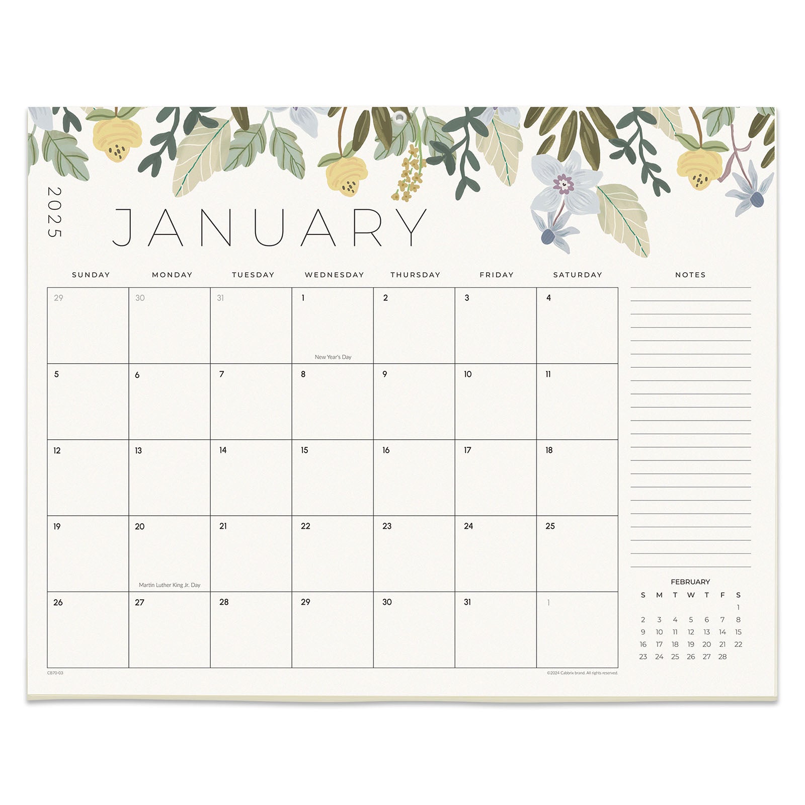 Cabbrix 2025-2026 Desk Calendar Refills, Botanical Elements