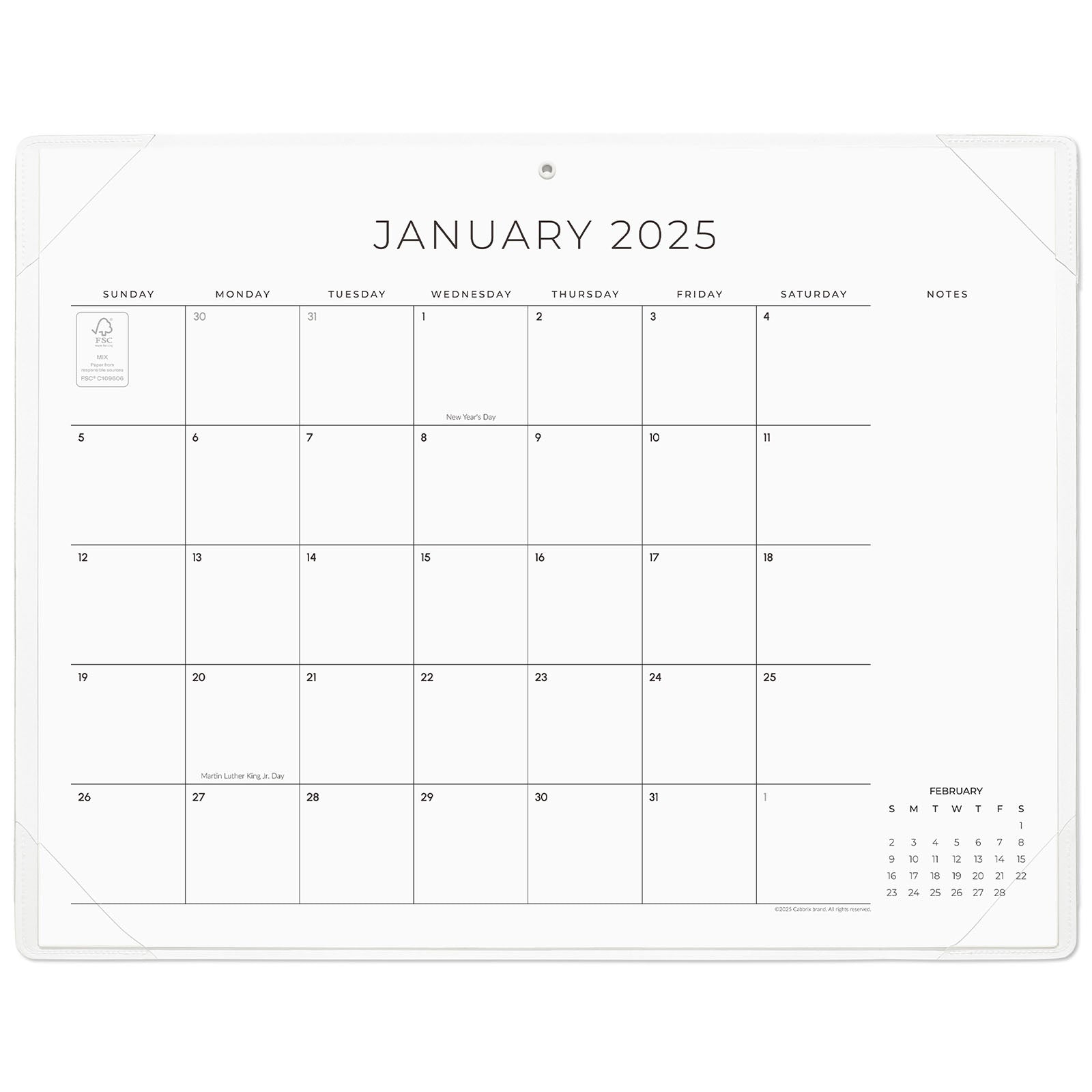 Cabbrix 2025-2026 Desk Calendar, Simplified Style, Beige