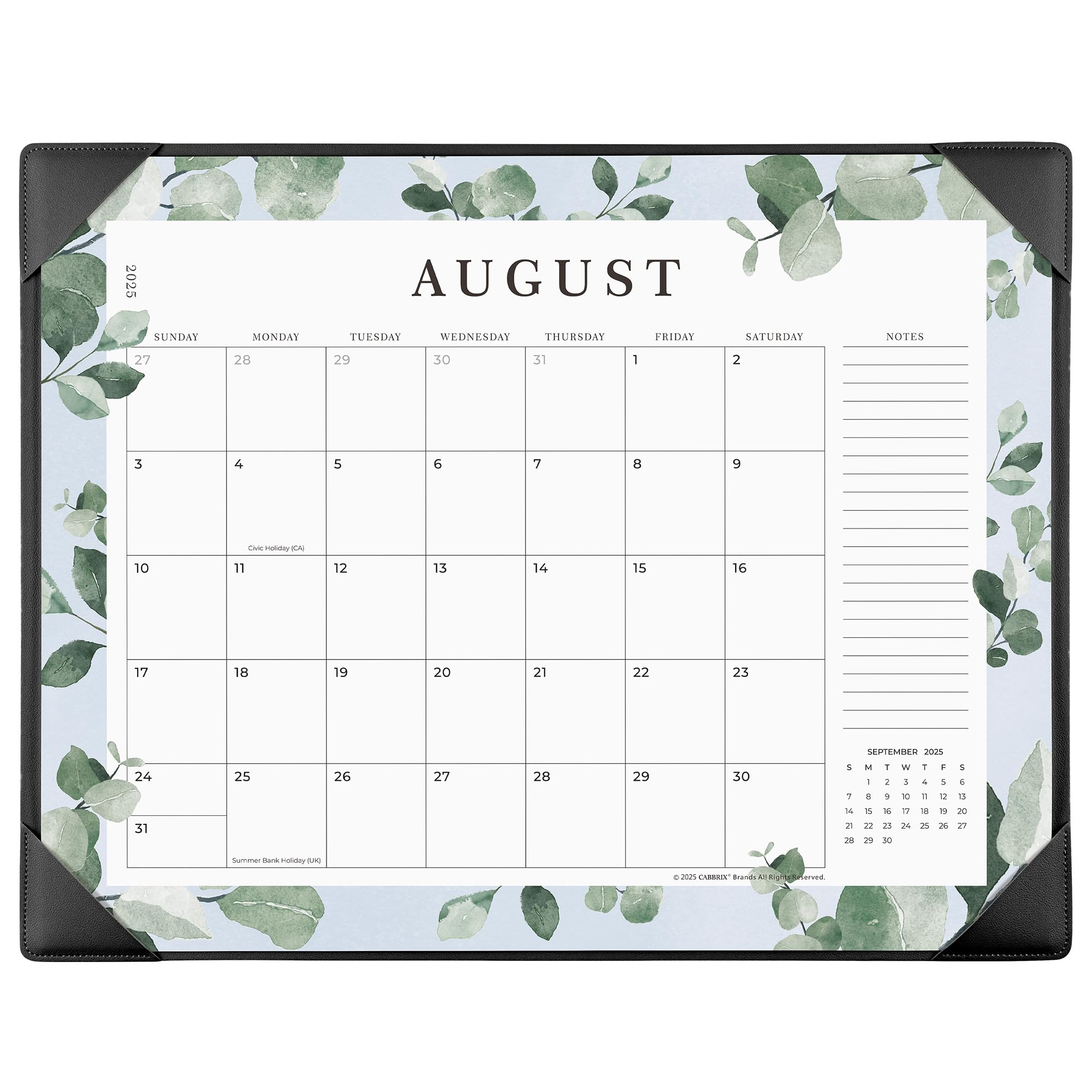 Calendar with August on a white background