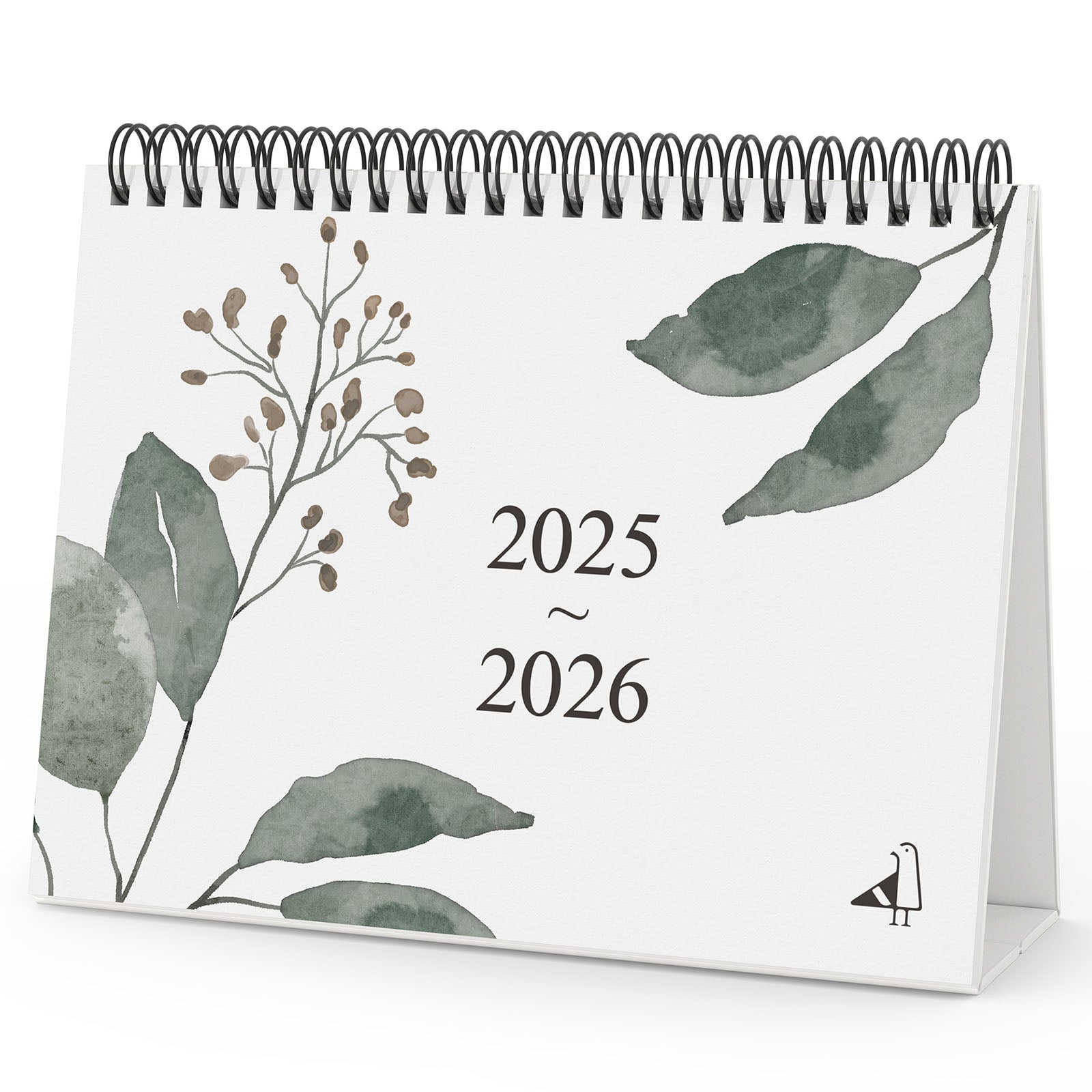 Cabbrix 2025-2026 Desk Calendar, With Stickers, Watercolor Plant Elements