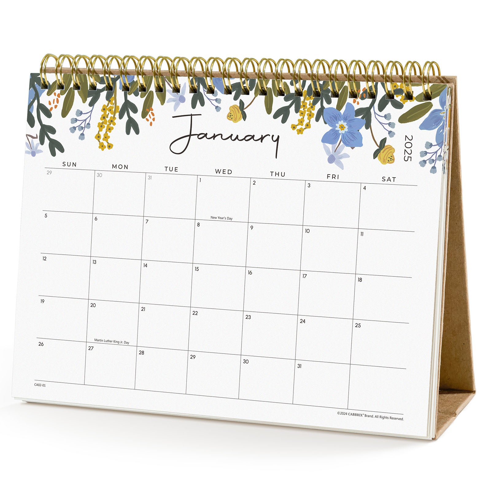 Cabbrix 2025-2026 Desk Calendar, With Stickers, Floral Design