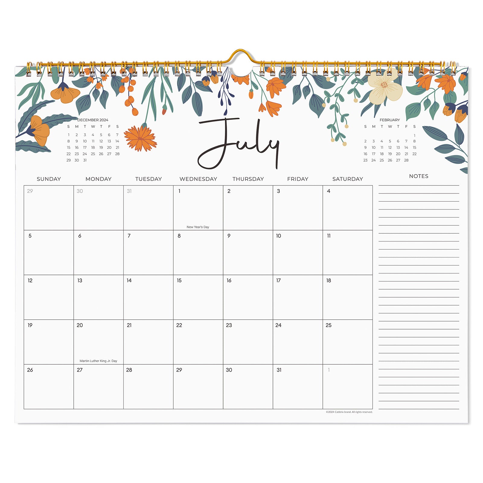 Cabbrix 2025-2026 Wall Calendar, Wirebound, Pastoral Style