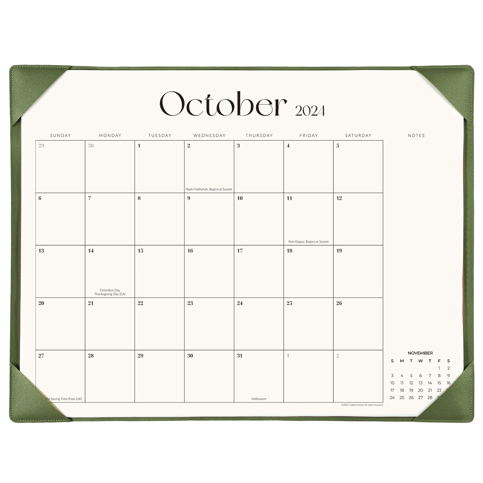 Cabbrix_2024-2025_Desk_Calendar_Simplicity_Style_Green