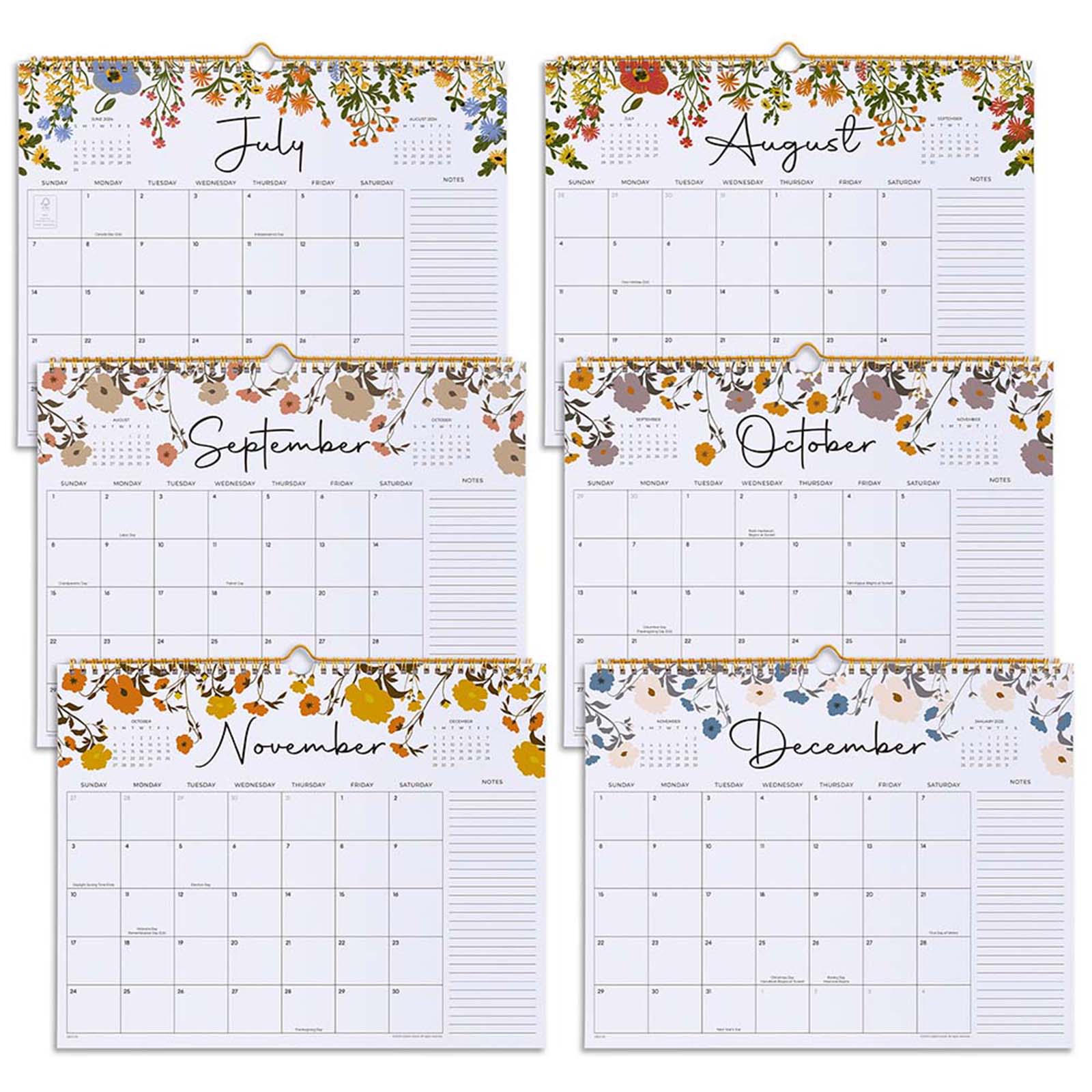 Cabbrix®, Aug 2024-Dec 2025 Academic Wall Calendar, Wirebound, 15"L×12"W, Flowers Elements