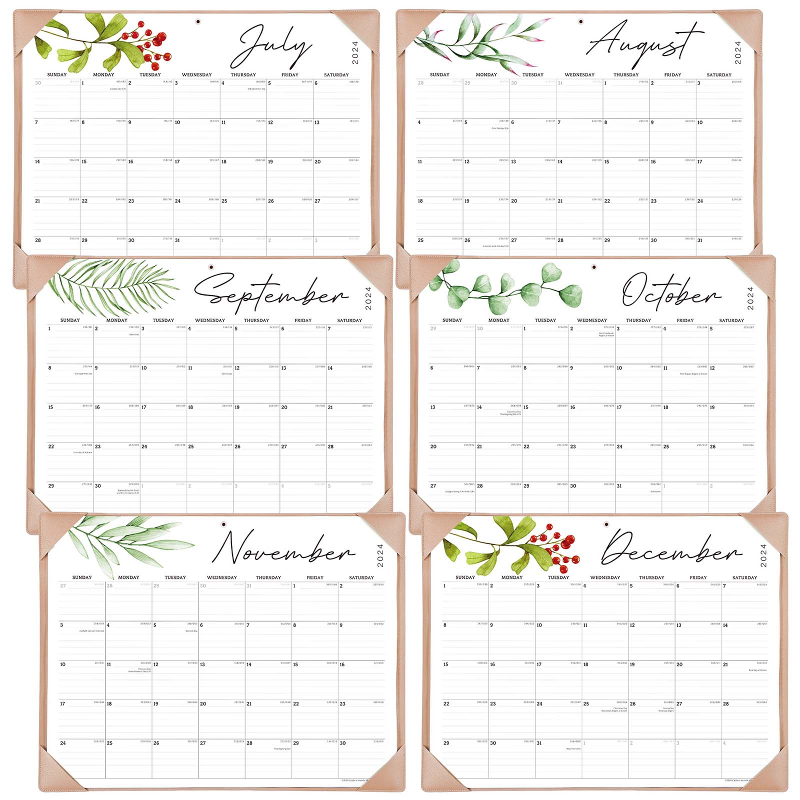 Cabbrix®, Jul 2024-Dec 2025 Desk Calendar, Large, 21"L×16.5"W, Pastoral Style, Apricot