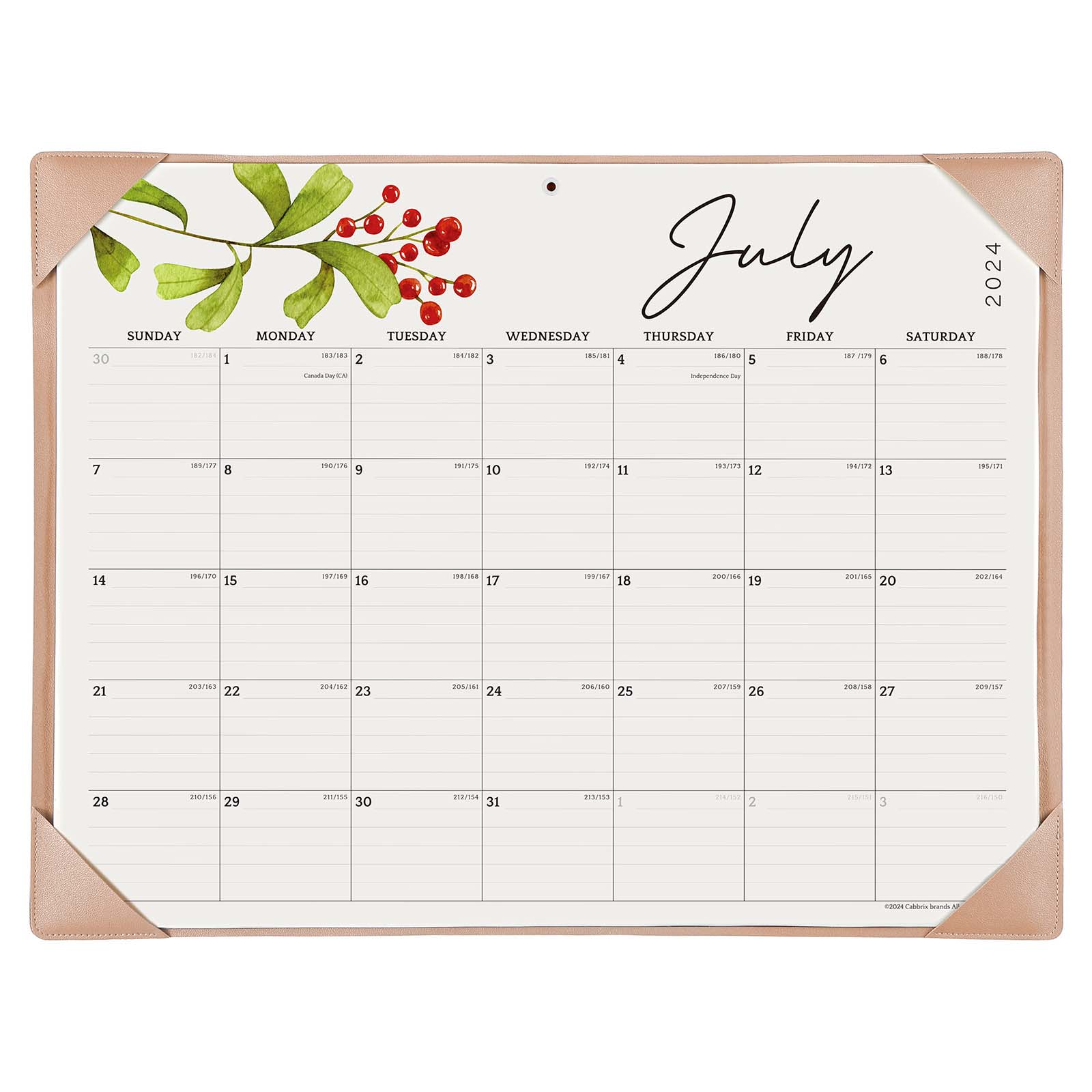 Cabbrix®, Jul 2024-Dec 2025 Desk Calendar, Large, 21"L×16.5"W, Pastoral Style, Apricot