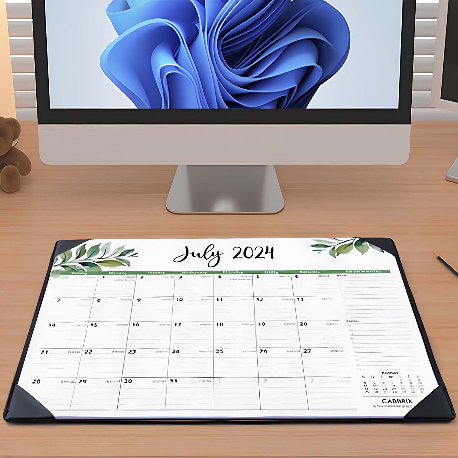 Cabbrix®, Jul 2024-Dec 2025 Desk Calendar, Large, 22"L×17"W, Botanical Elements, Black