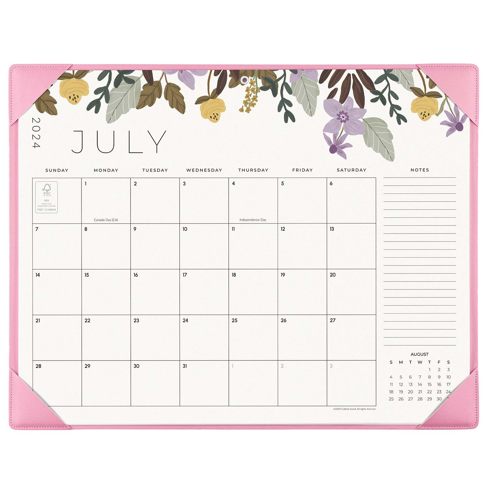 Cabbrix_Jul_2024-Dec_2025_Desk_Calendar_Large_21_Lx16.5_W_Pastoral_Style_Pink