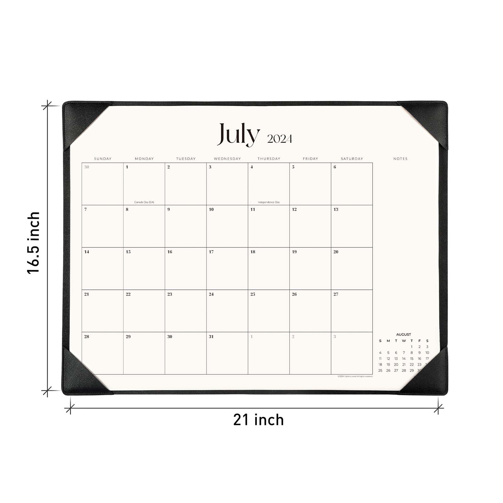 Cabbrix_Jul_2024-Dec_2025_Desk_Calendar_Large_21_Lx16.5_W_Simplicity_Style_Black