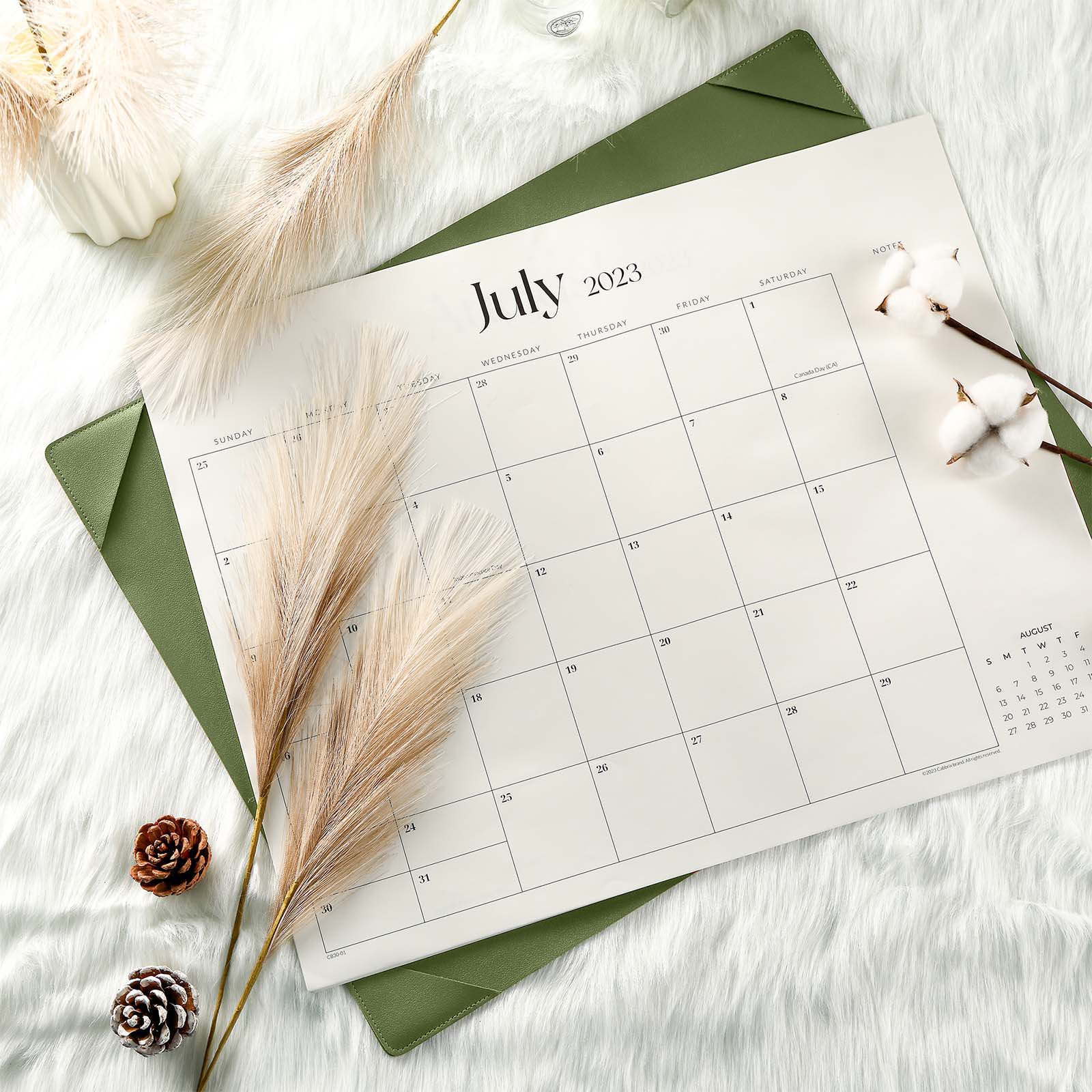 Cabbrix_Jul_2024-Dec_2025_Desk_Calendar_Large_21_Lx16.5_W_Simplicity_Style_Green