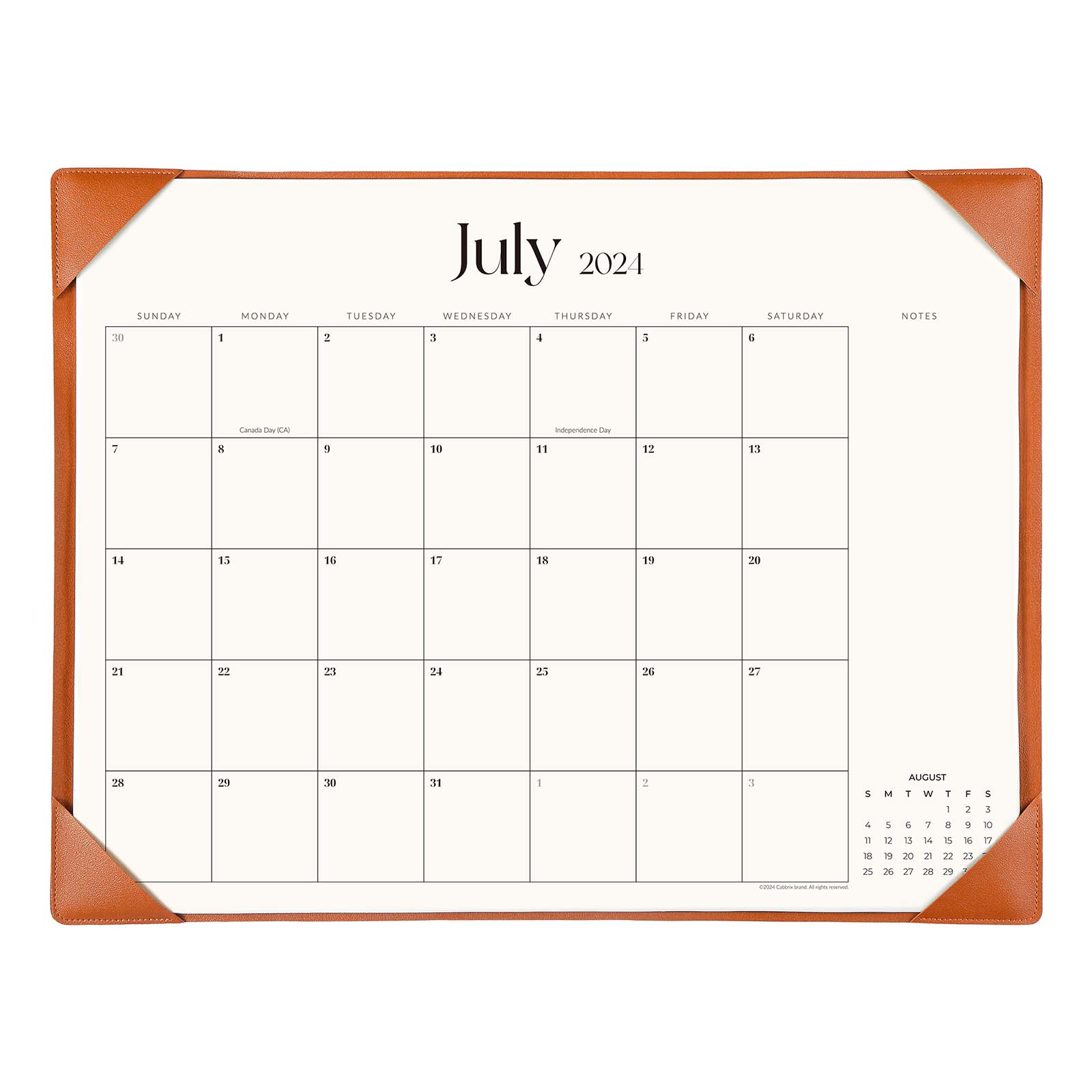 Cabbrix_Jul_2024-Dec_2025_Desk_Calendar_Large_21_Lx16.5_W_Simplicity_Style_Orange