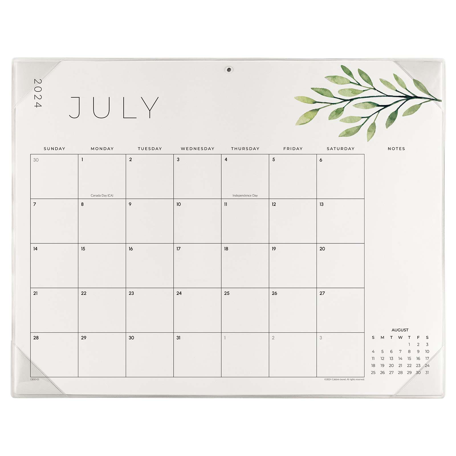 Cabbrix_Jul_2024-Jun_2025_Desk_Calendar_Large_21_Lx16.5_W_Flowers_Elements_PVC_Desk_Mat_Back_Board