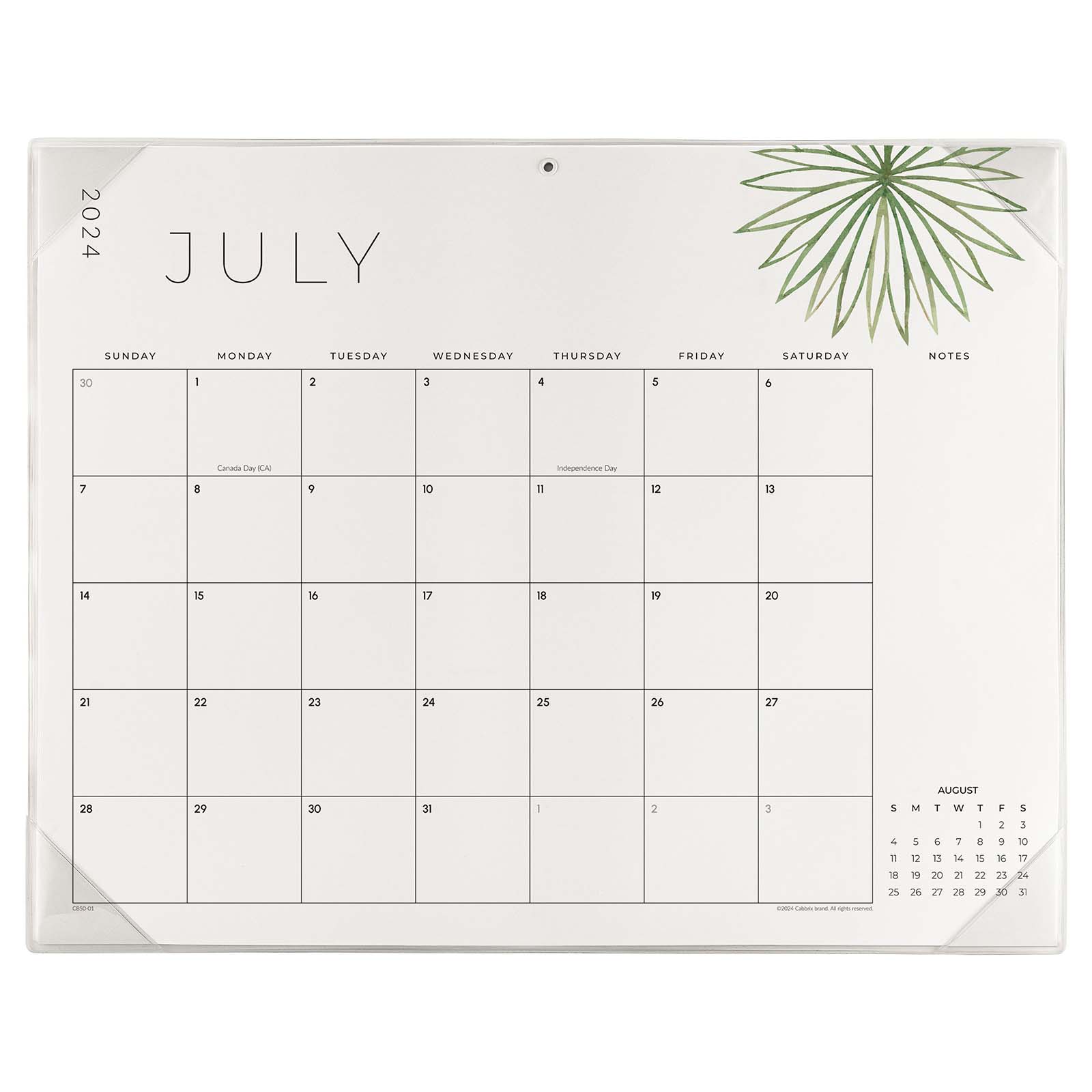 Cabbrix_Jul_2024-Jun_2025_Desk_Calendar_Large_21_Lx16.5_W_Flowers_Elements_PVC_Desk_Mat_Back_Board