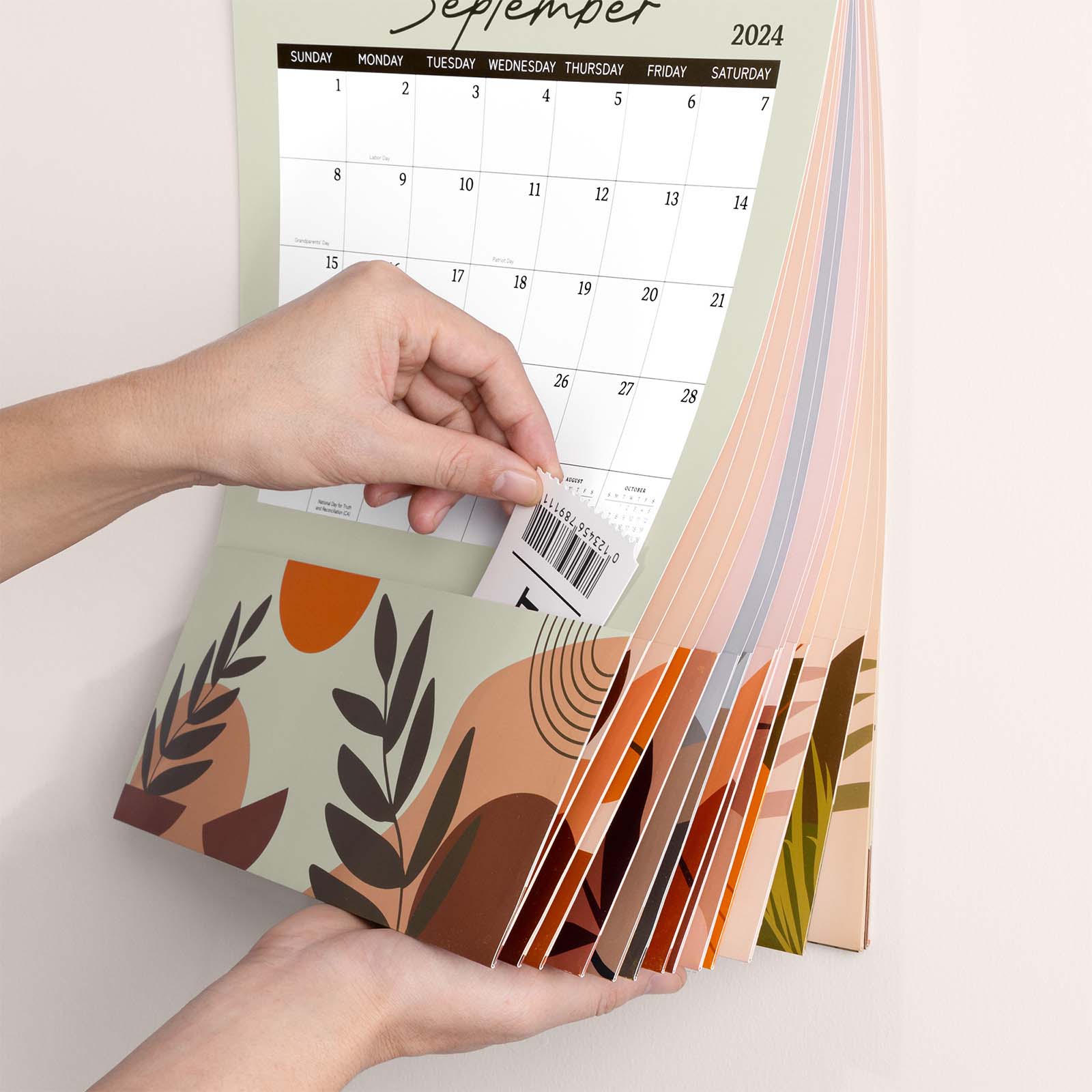 Cabbrix®, Jul 2024-Jun 2025 Wall Calendar With Pocket, 14.2"L×11.2"W, Boho Style