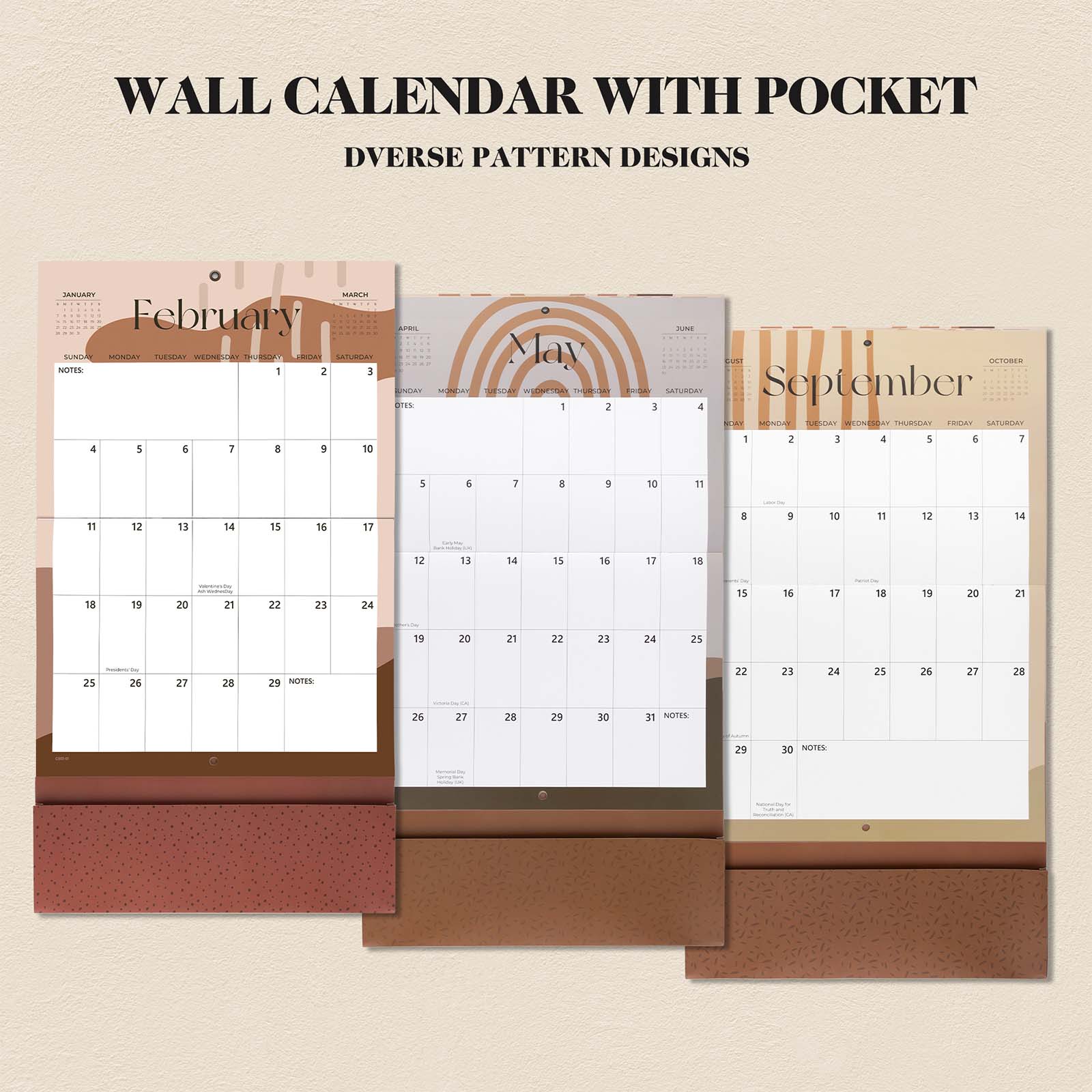 Cabbrix®, Jul 2024-Jun 2025 Wall Calendar With Pocket, 25.5"L×14.2"W, Boho Style