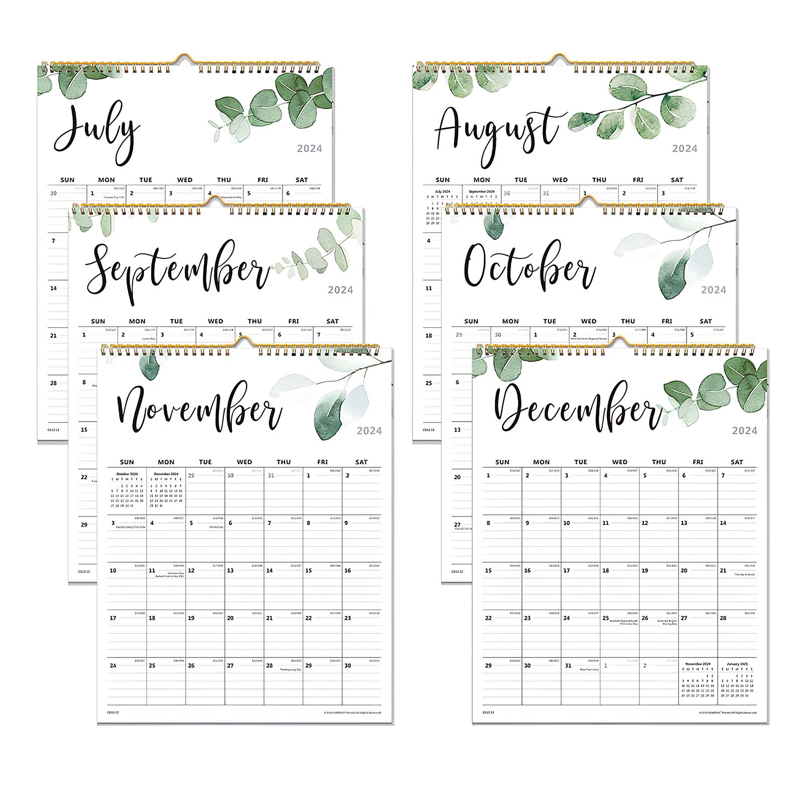 Cabbrix®, Sep 2024-Dec 2025 Academic Wall Calendar, Spiral Binding, 12"L×17"W, Botanical Elements