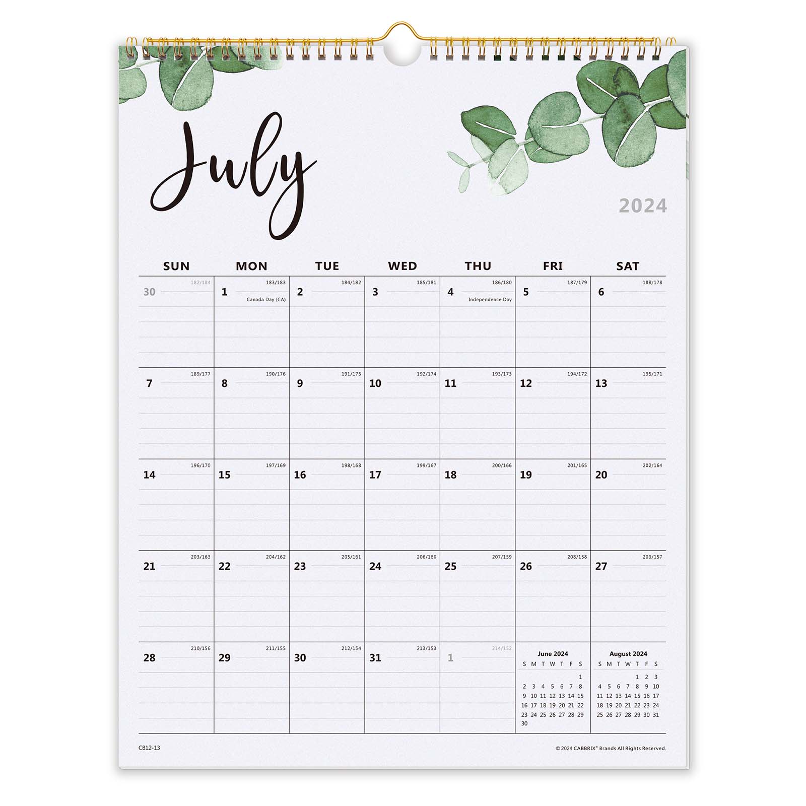 Cabbrix®, Sep 2024-Dec 2025 Academic Wall Calendar, Spiral Binding, 12"L×17"W, Botanical Elements