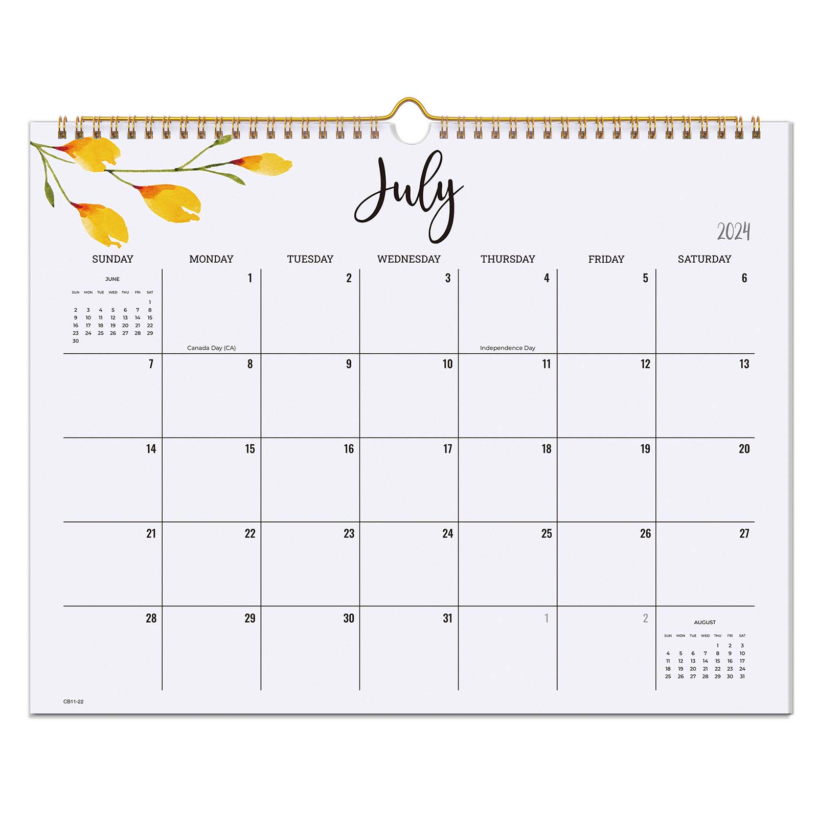 Cabbrix®, Sep 2024-Dec 2025 Academic Wall Calendar, Spiral Binding, 15"L×12"W, Flowers Elements