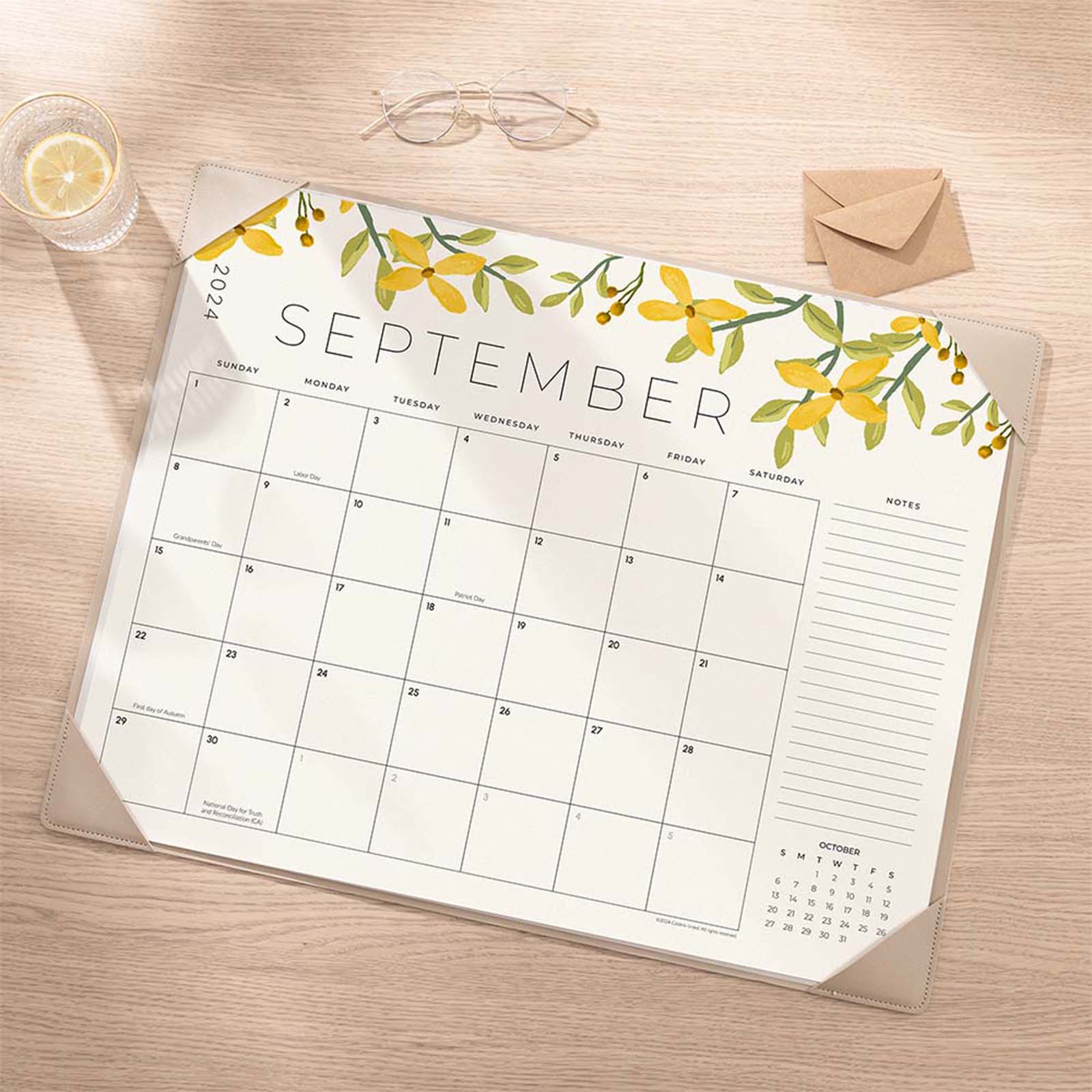 Cabbrix_Sep_2024-Dec_2025_Desk_Calendar_Large_21_Lx16.5_W_Botanical_Elements_Apricot