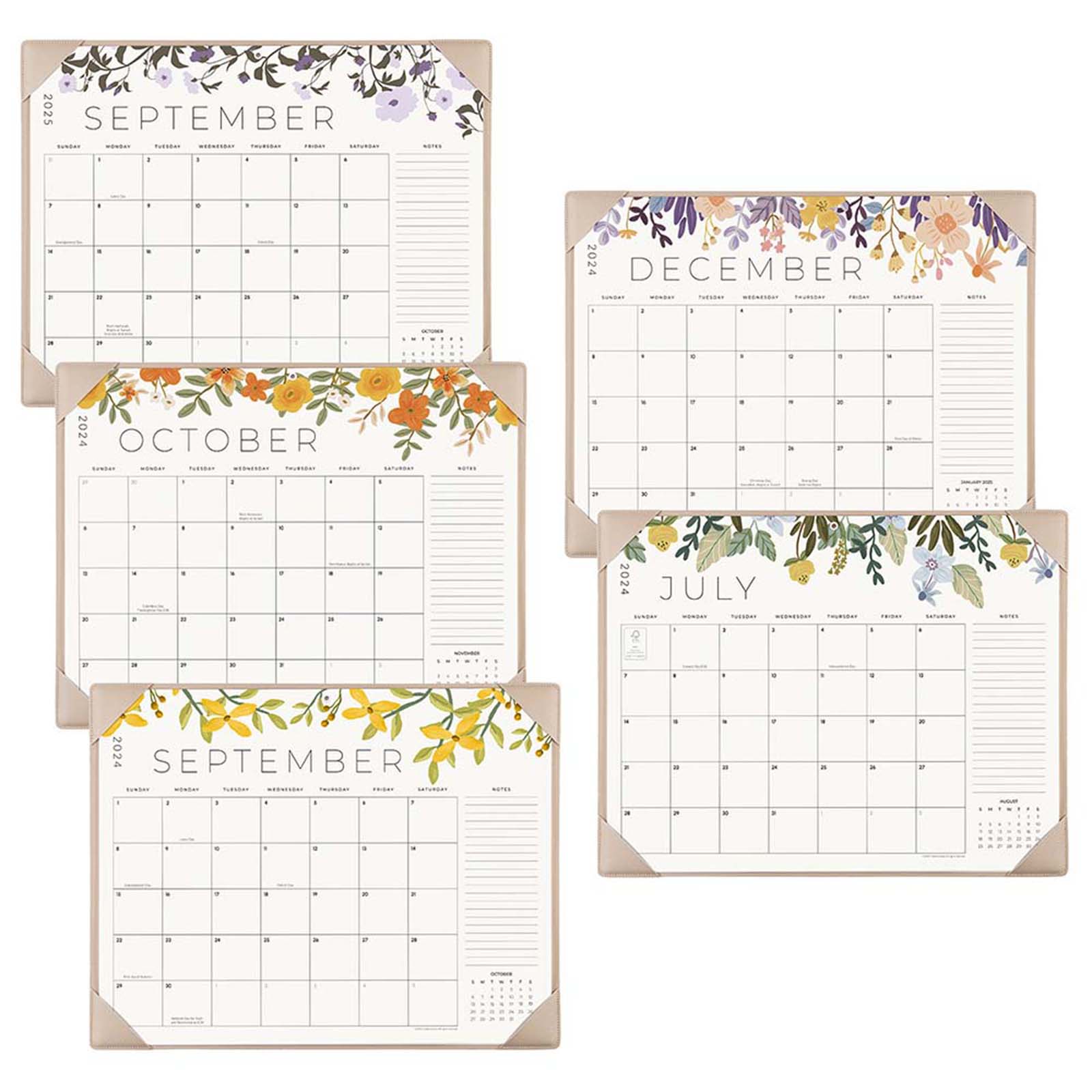 Cabbrix_Sep_2024-Dec_2025_Desk_Calendar_Large_21_Lx16.5_W_Botanical_Elements_Apricot