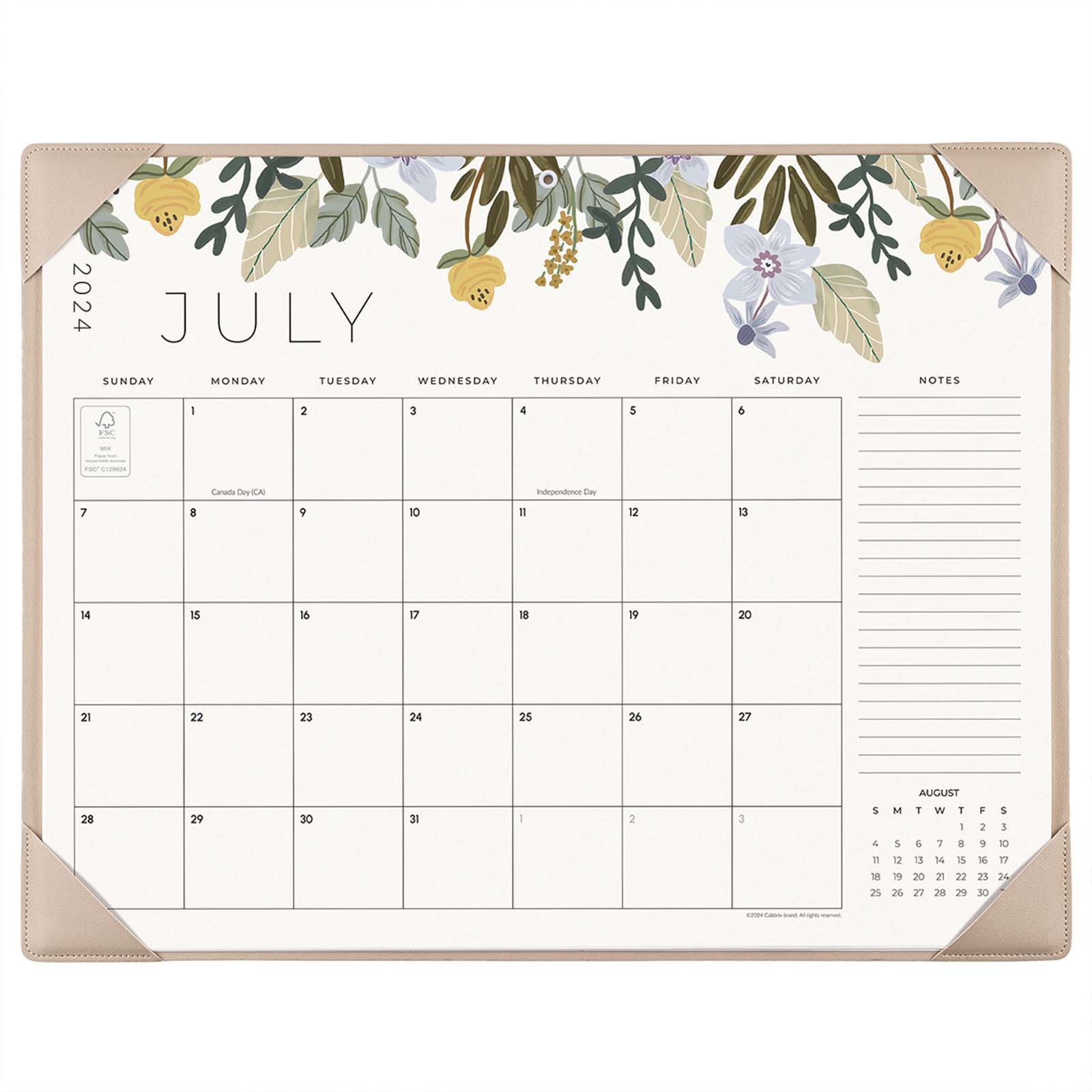 Cabbrix_Sep_2024-Dec_2025_Desk_Calendar_Large_21_Lx16.5_W_Botanical_Elements_Apricot