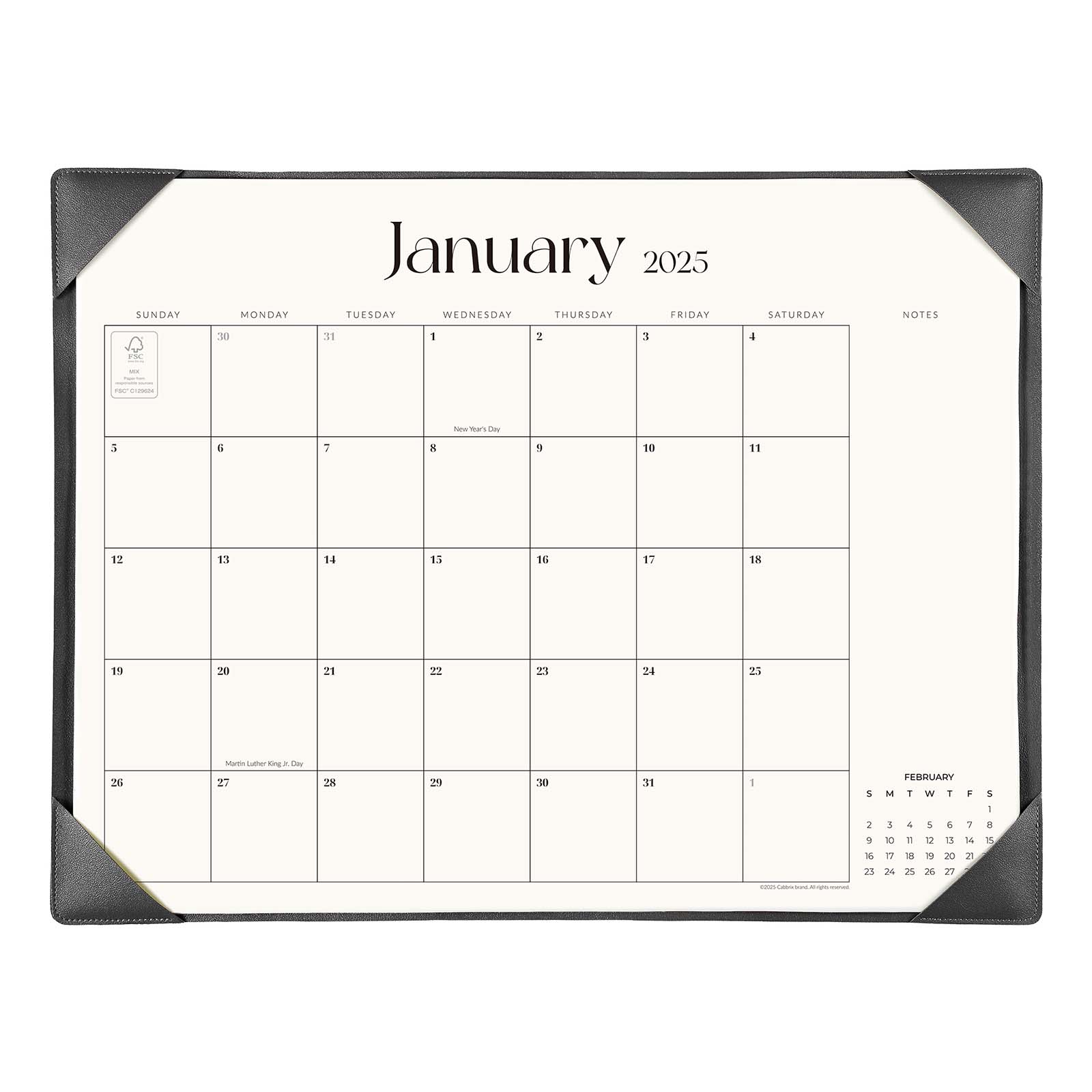 Simplified Desk Calendar Back Board, Black